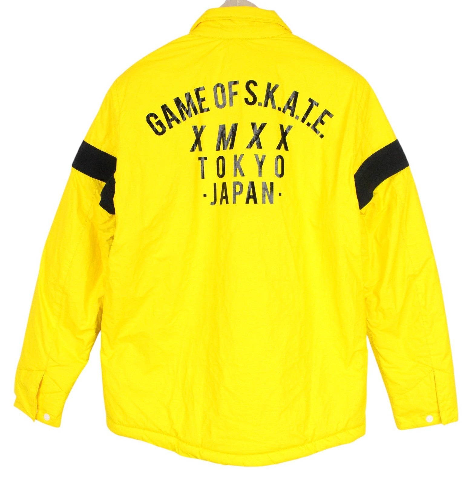 REPLAY Men Jacket S Short Length Padded Bright Yellow Nylon Snap Button Patched