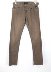 REPLAY Grover Men Jeans W30/L34 Button-Fly Brown Straight Fit Stretch Classic