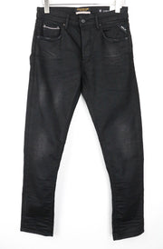 REPLAY Grover Men Jeans W30/L32 Selvedge Dark Grey Straight Fit Stretch Classic