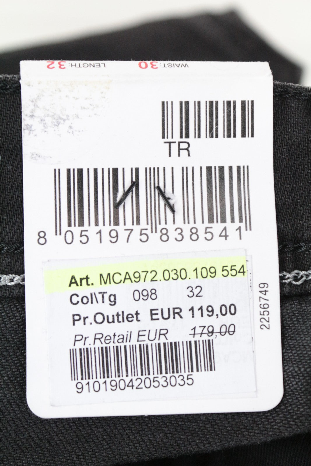 REPLAY Grover Men Jeans W30/L32 Selvedge Dark Grey Straight Fit Stretch Classic
