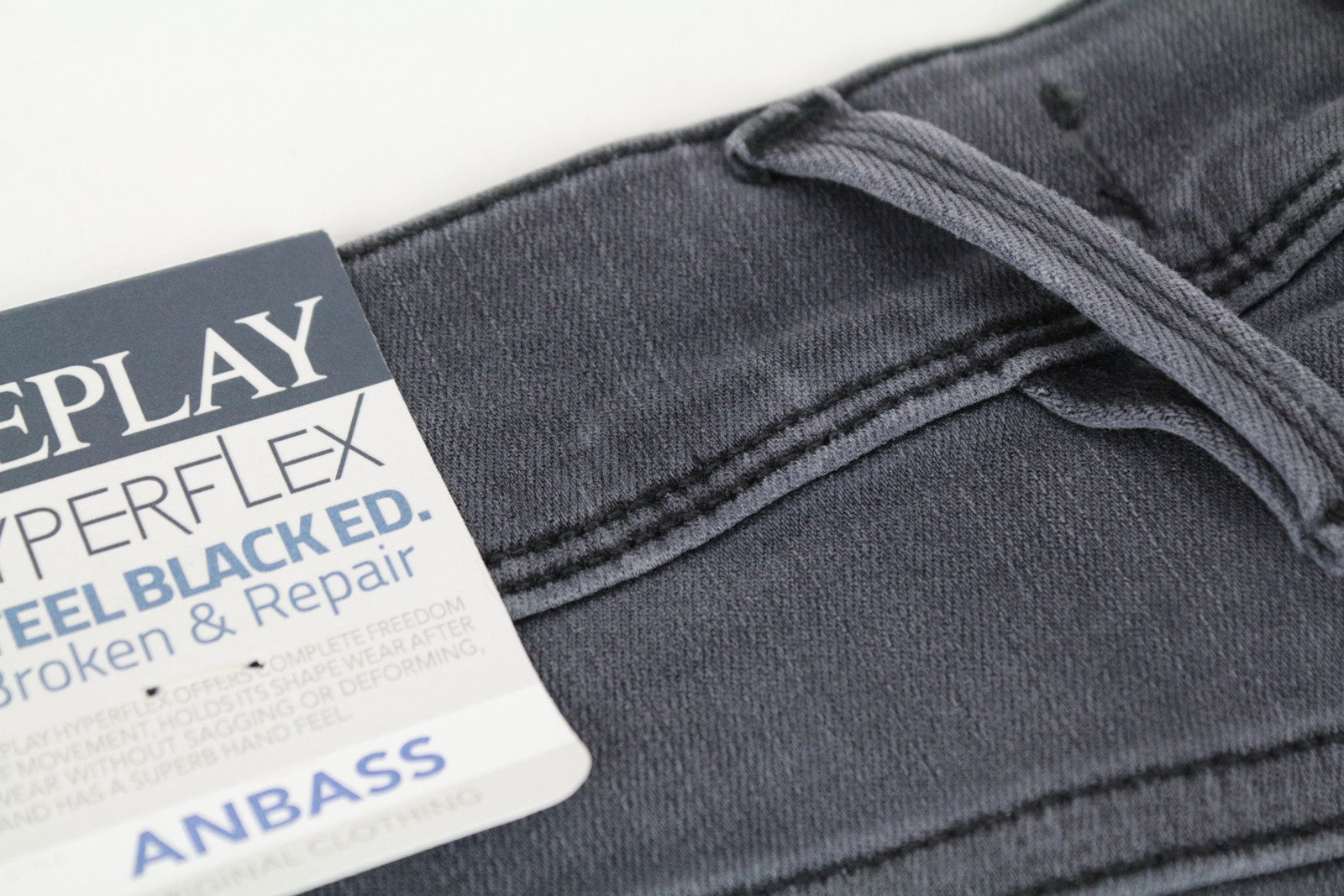 REPLAY Anbass Men Jeans W28/L32 Grey Slim Fitted Hyperflex Stretch Distressed