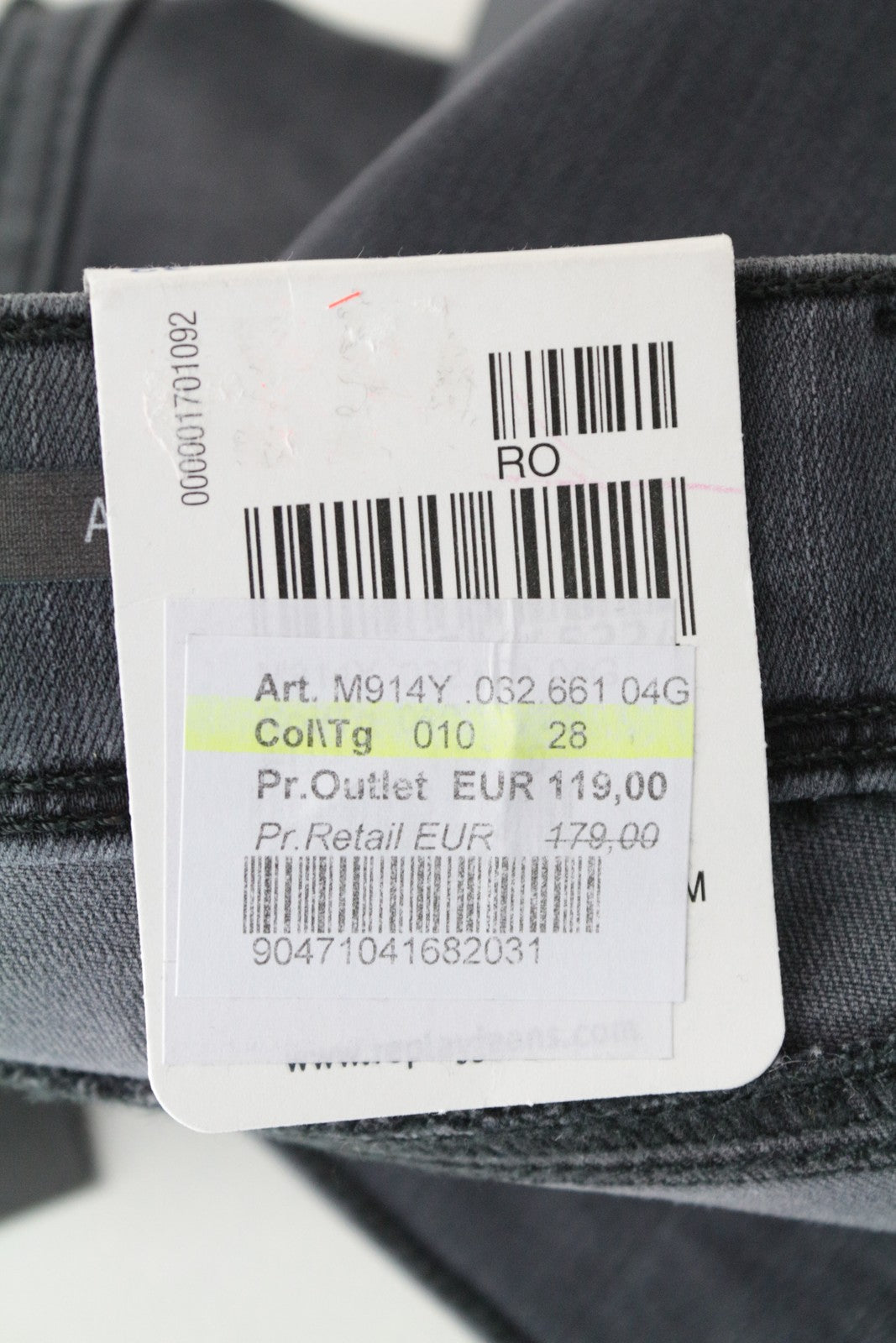REPLAY Anbass Men Jeans W28/L32 Grey Slim Fitted Hyperflex Stretch Distressed