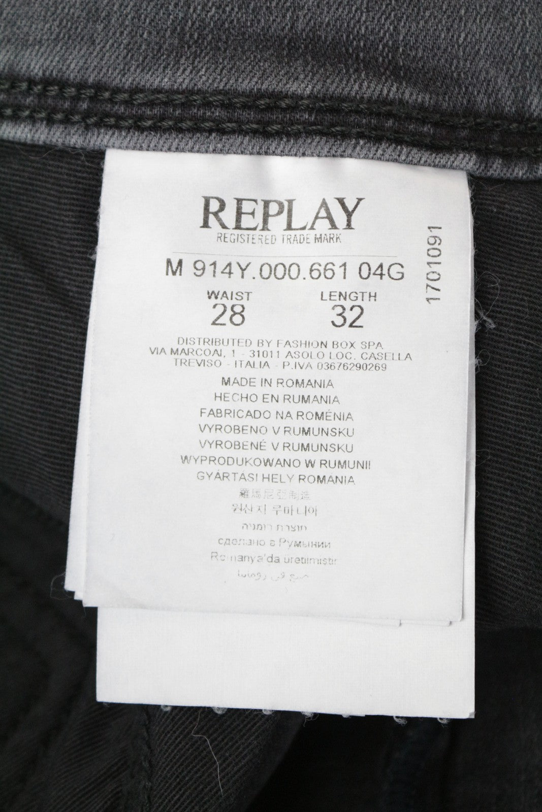 REPLAY Anbass Men Jeans W28/L32 Distressed Light Grey Slim Fit Stretch Zip-Fly