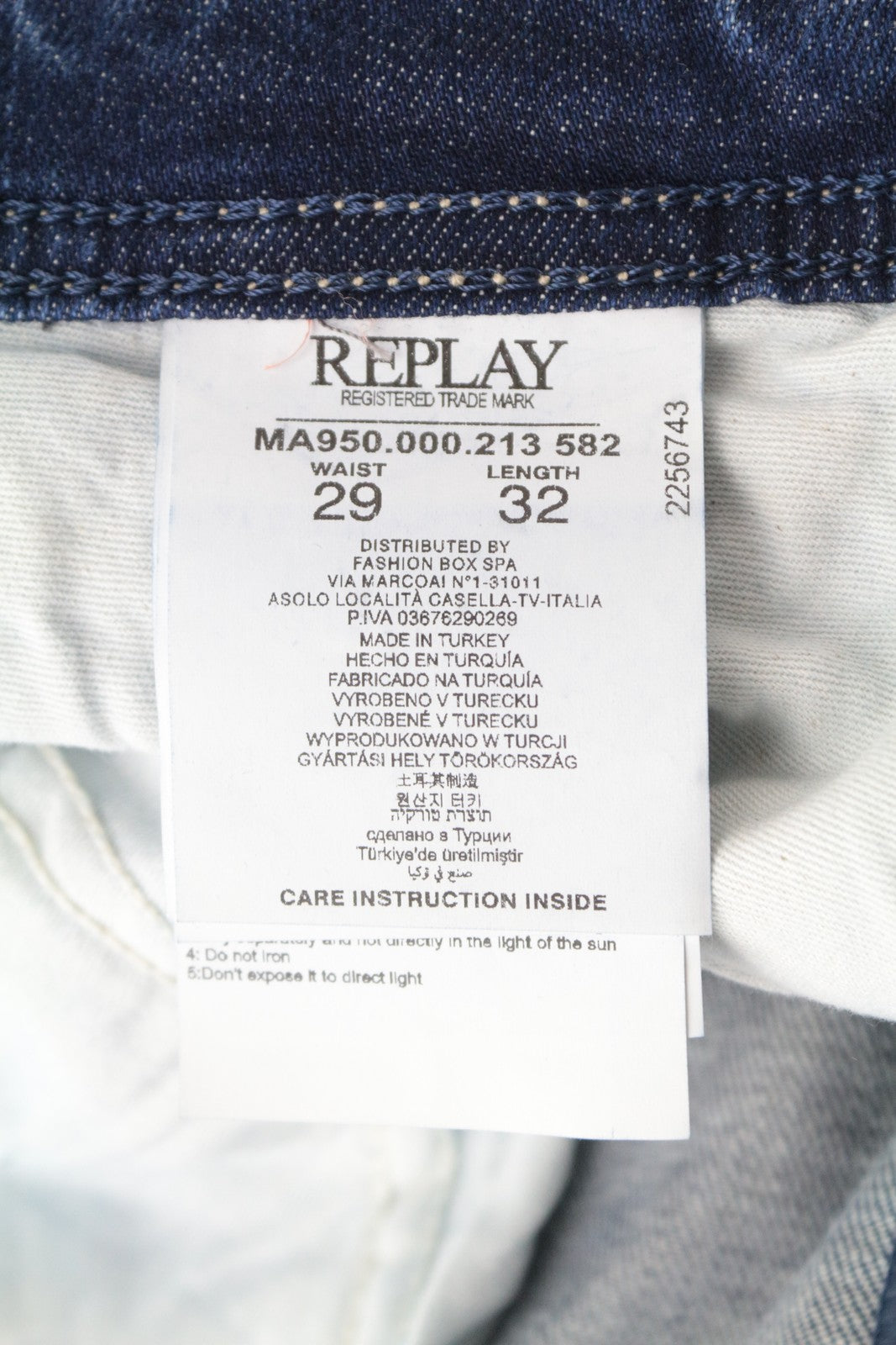 REPLAY Rob Men Jeans W29/L32 Bright Blue Straight Tapered Fit Stretch Zip-Fly