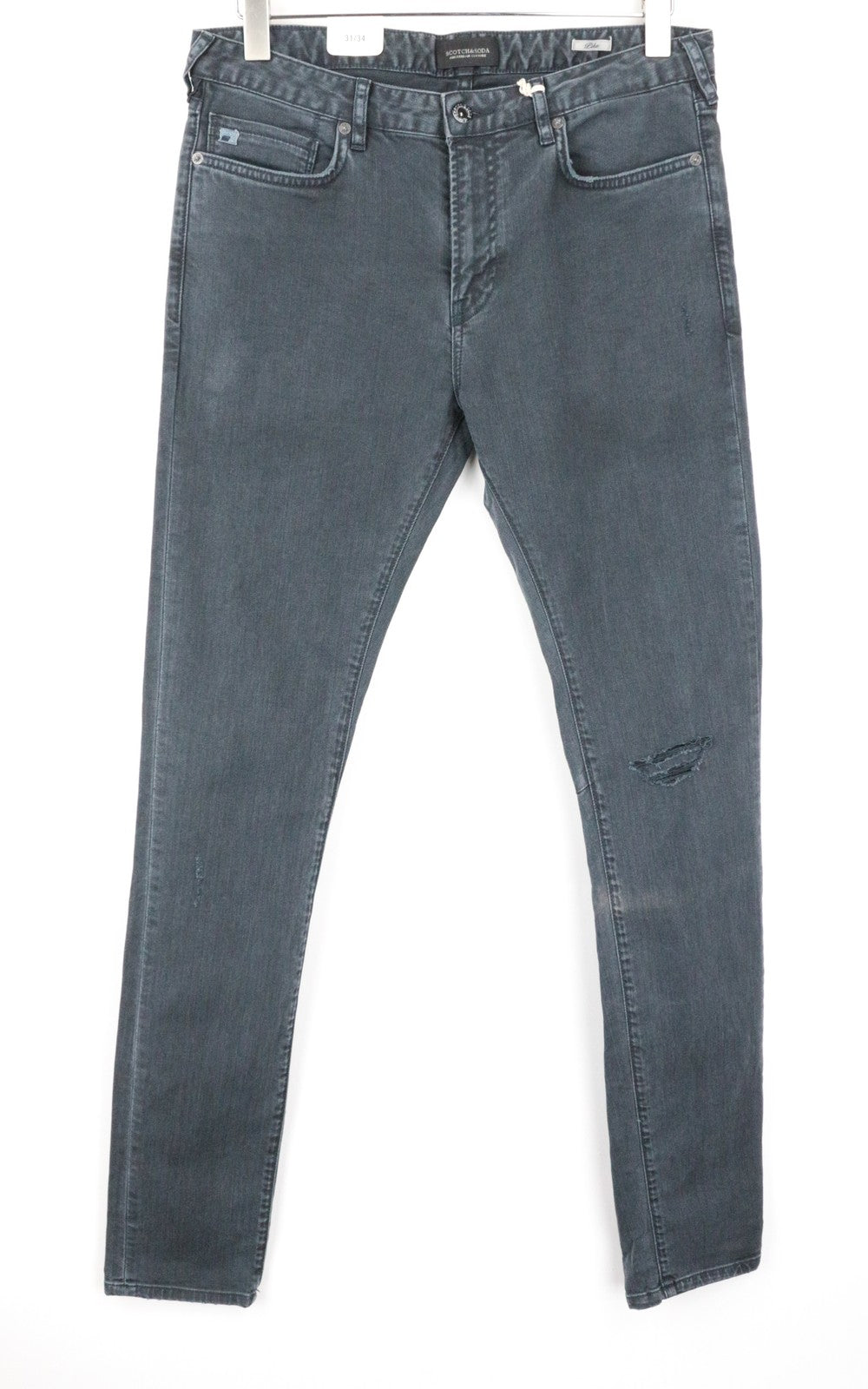 SCOTCH & SODA Pike Men Jeans W31/L34 Grey Skinny Fitted Stretch Zippered Ripped