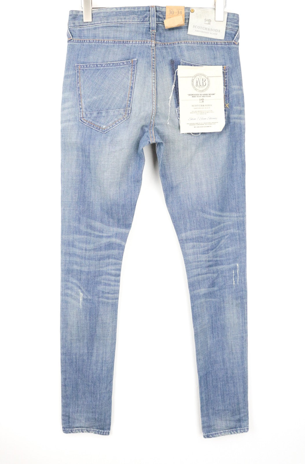 SCOTCH & SODA Skim Men Jeans W30/L34 Blue Skinny Fit Lot. 22 Distressed Stretch