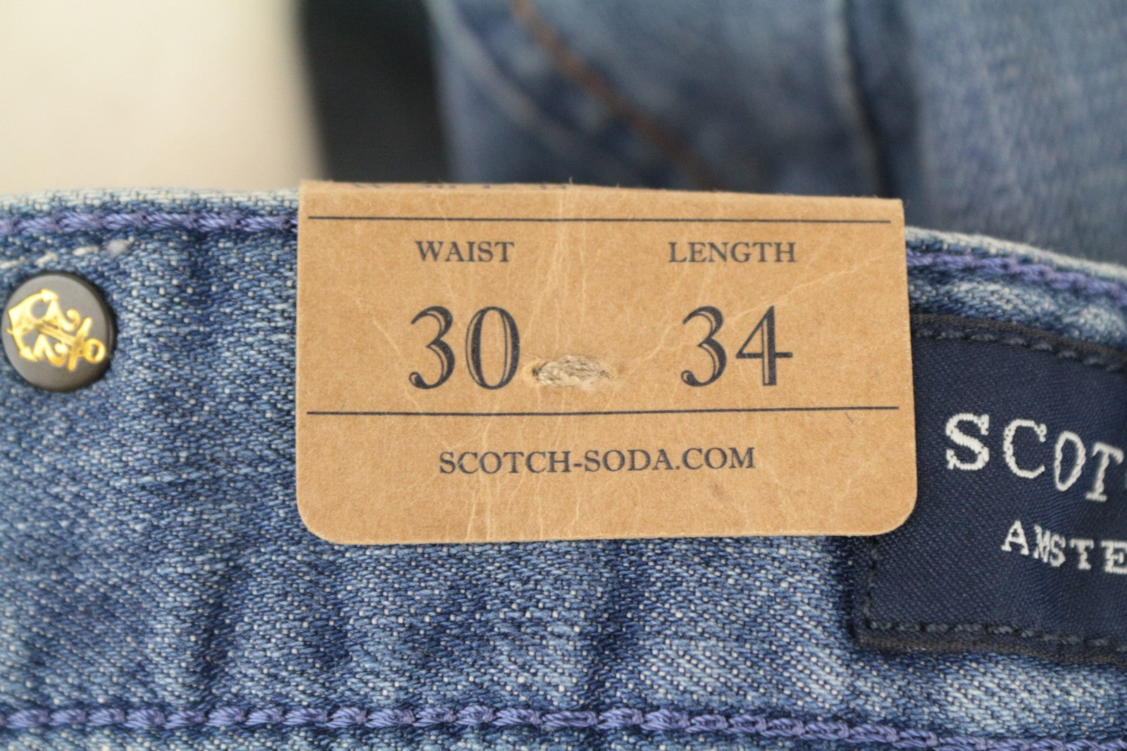 SCOTCH & SODA Skim Men Jeans W30/L34 Blue Skinny Fit Lot. 22 Distressed Stretch