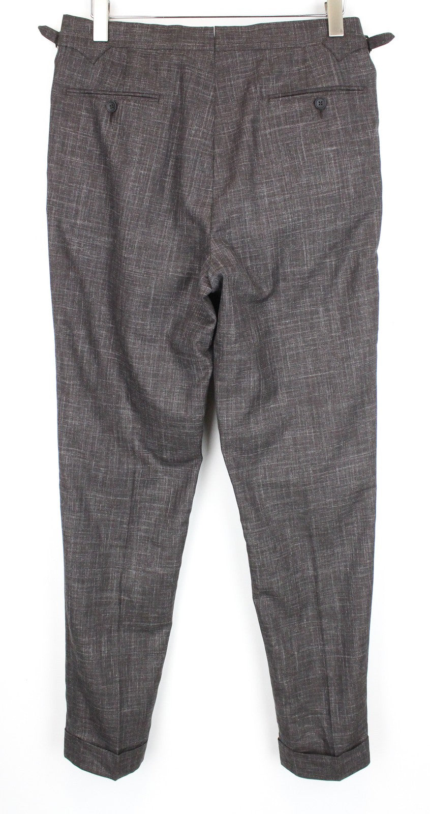 SUITSUPPLY Havana Men Suit UK38R Brown 3-Piece Melange Slim Wool Silk Linen