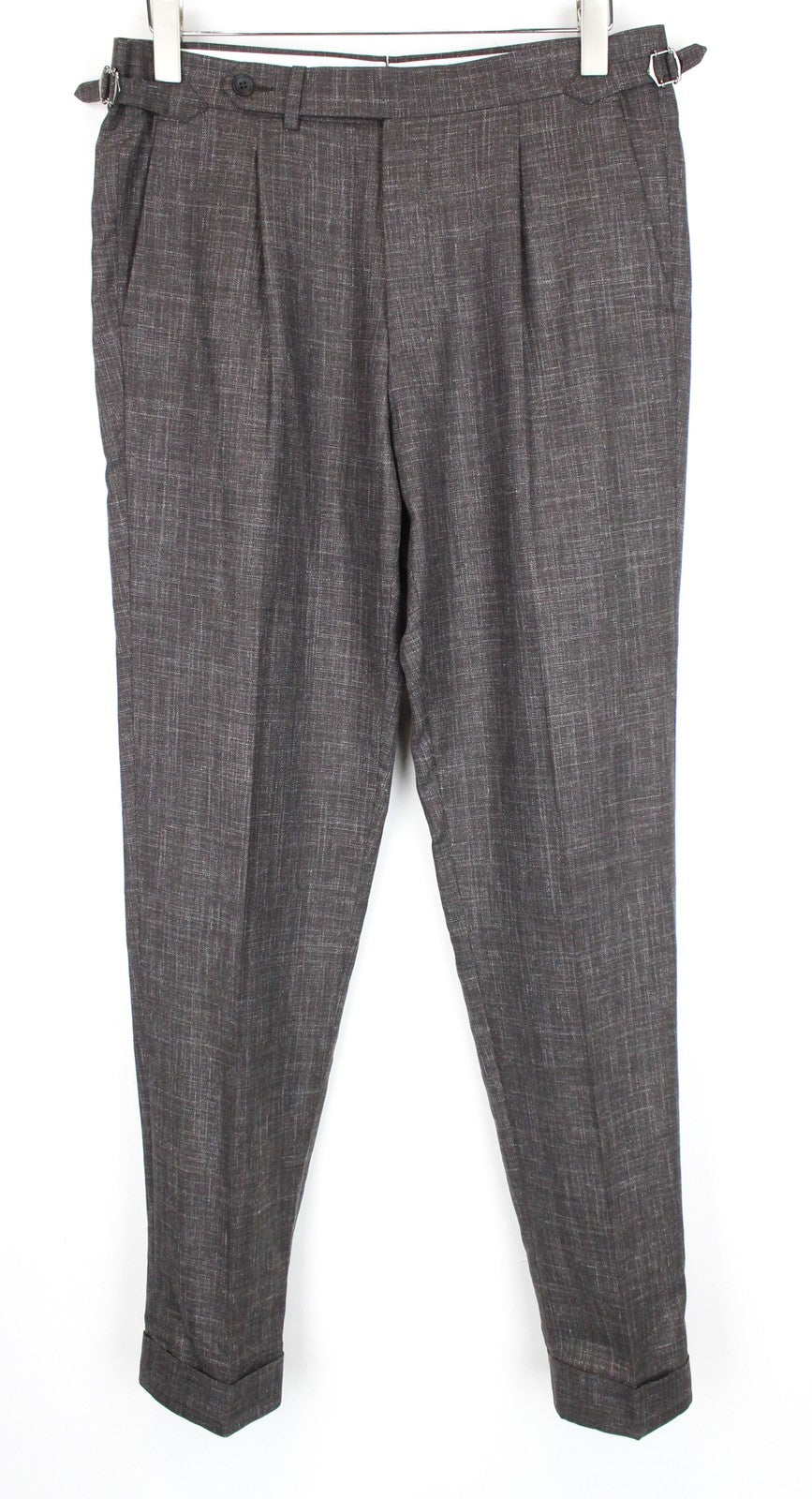 SUITSUPPLY Havana Men Suit UK38R Brown 3-Piece Melange Slim Wool Silk Linen