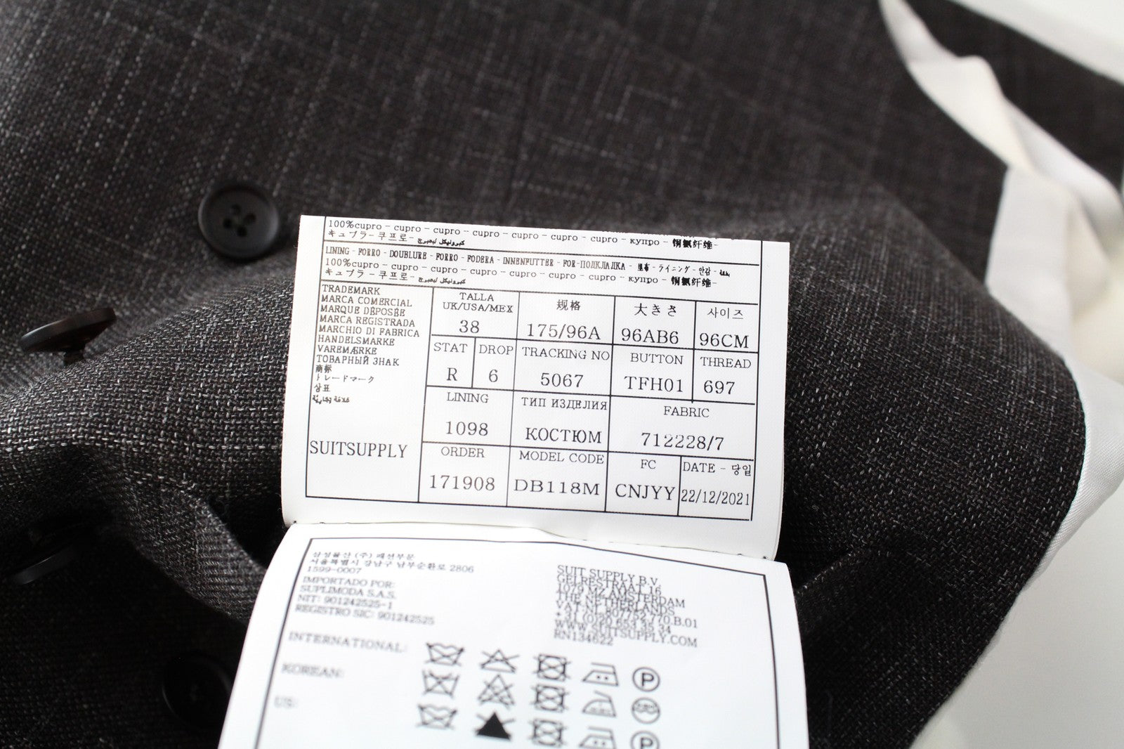 SUITSUPPLY Havana Men Suit UK38R Brown 3-Piece Melange Slim Wool Silk Linen