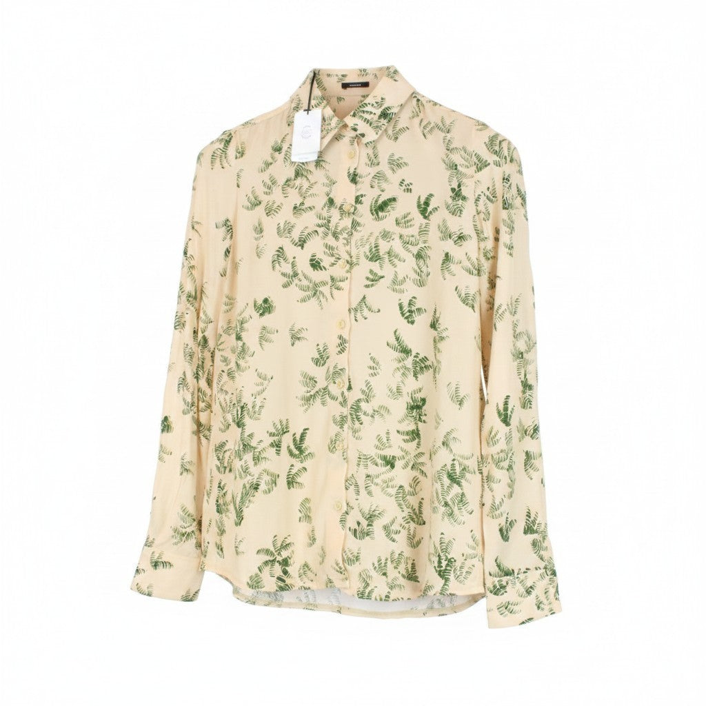 DENHAM Jessie Women Blouse XS Pastel Orange Palm Leaf Printed Twill Button-Up-