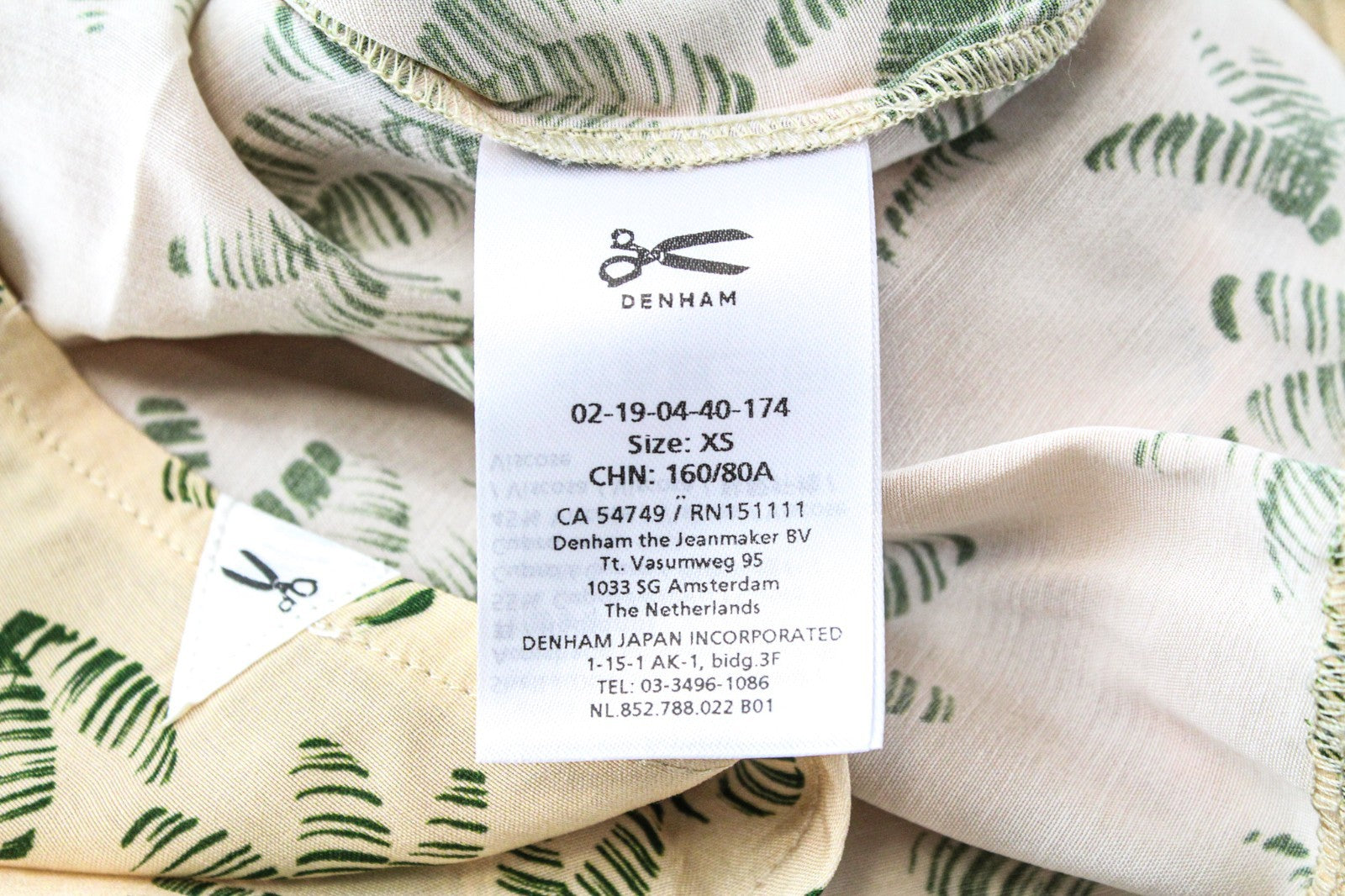 DENHAM Jessie Women Blouse XS Pastel Orange Palm Leaf Printed Twill Button-Up-