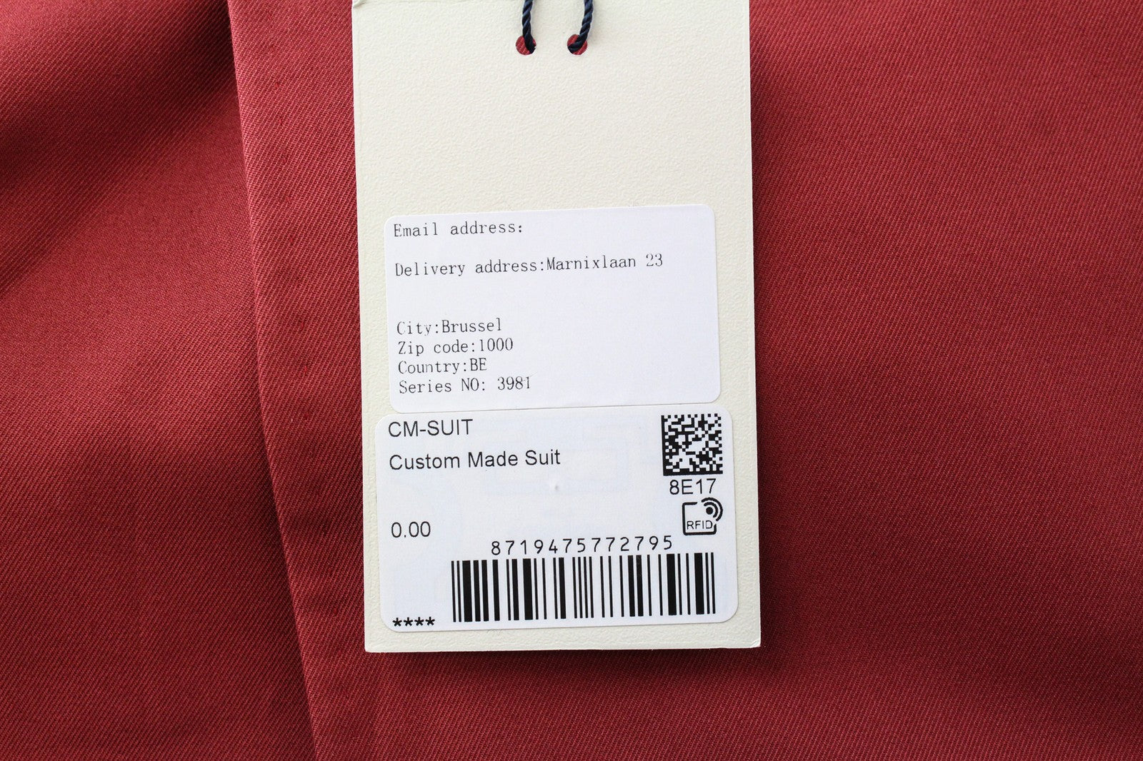 SUITSUPPLY La Spalla Men Boy's Suit UK32R Red 2 Piece Double Breasted Cotton