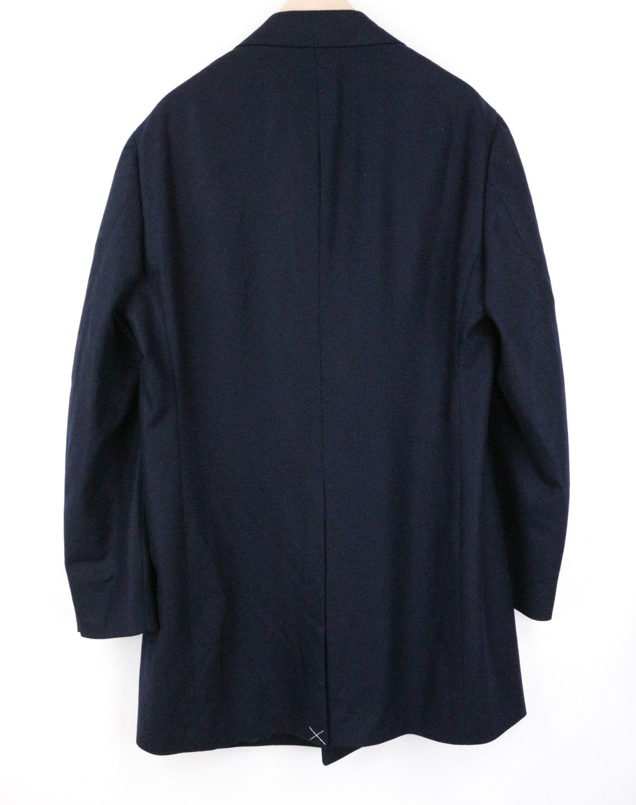 SUITSUPPLY Vicenza Men Coat UK48R Flannel Mid-Length Lined Pure Wool Navy