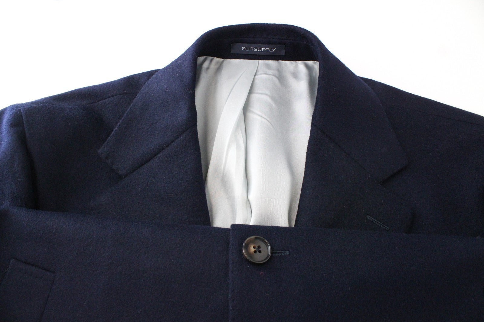 SUITSUPPLY Vicenza Men Coat UK48R Single Breasted Woolen Blue Mid-Length Lined