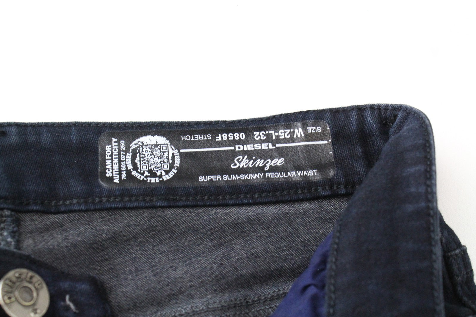 DIESEL Skinzee 0858F Women Jeans W25/L32 Polka Dot Details Super Slim Skinny