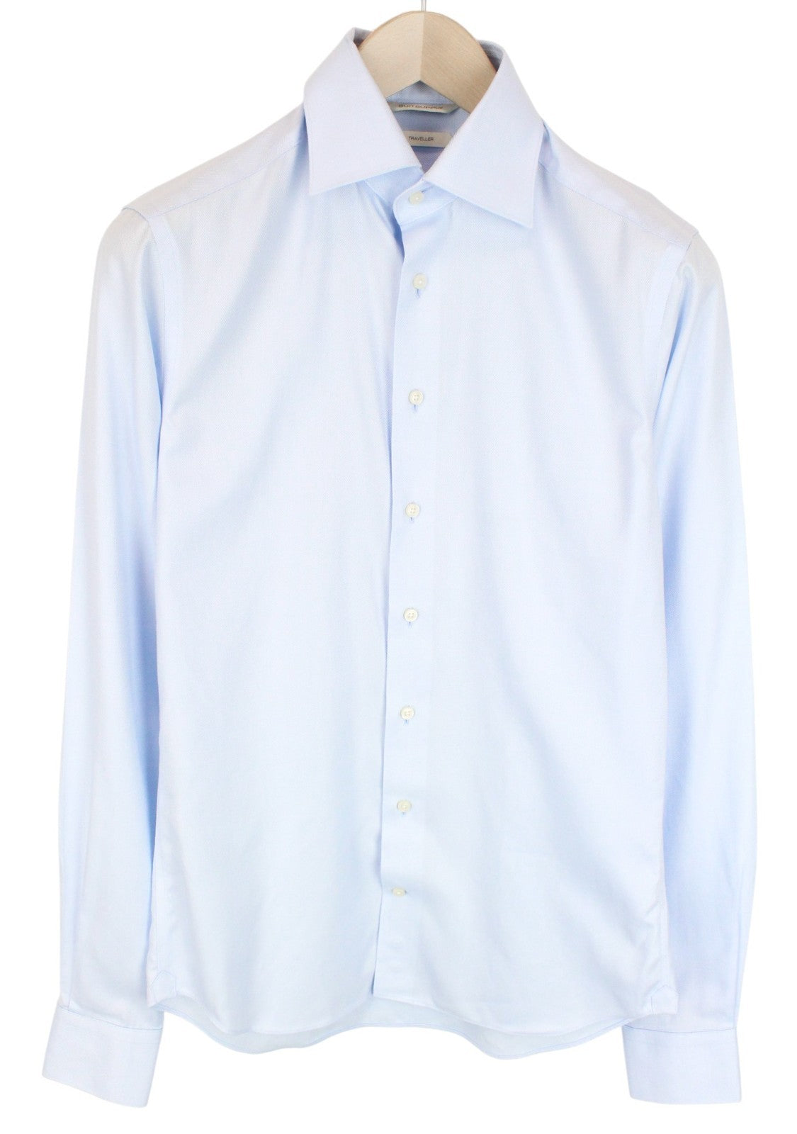 SUITSUPPLY Men Formal Shirt 35 Twill Blue Button-Up Slim Fitted Pure Cotton