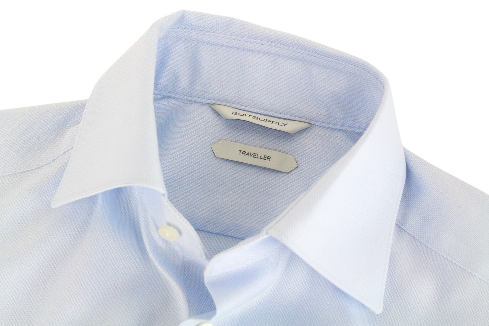 SUITSUPPLY Men Formal Shirt 35 Twill Blue Button-Up Slim Fitted Pure Cotton