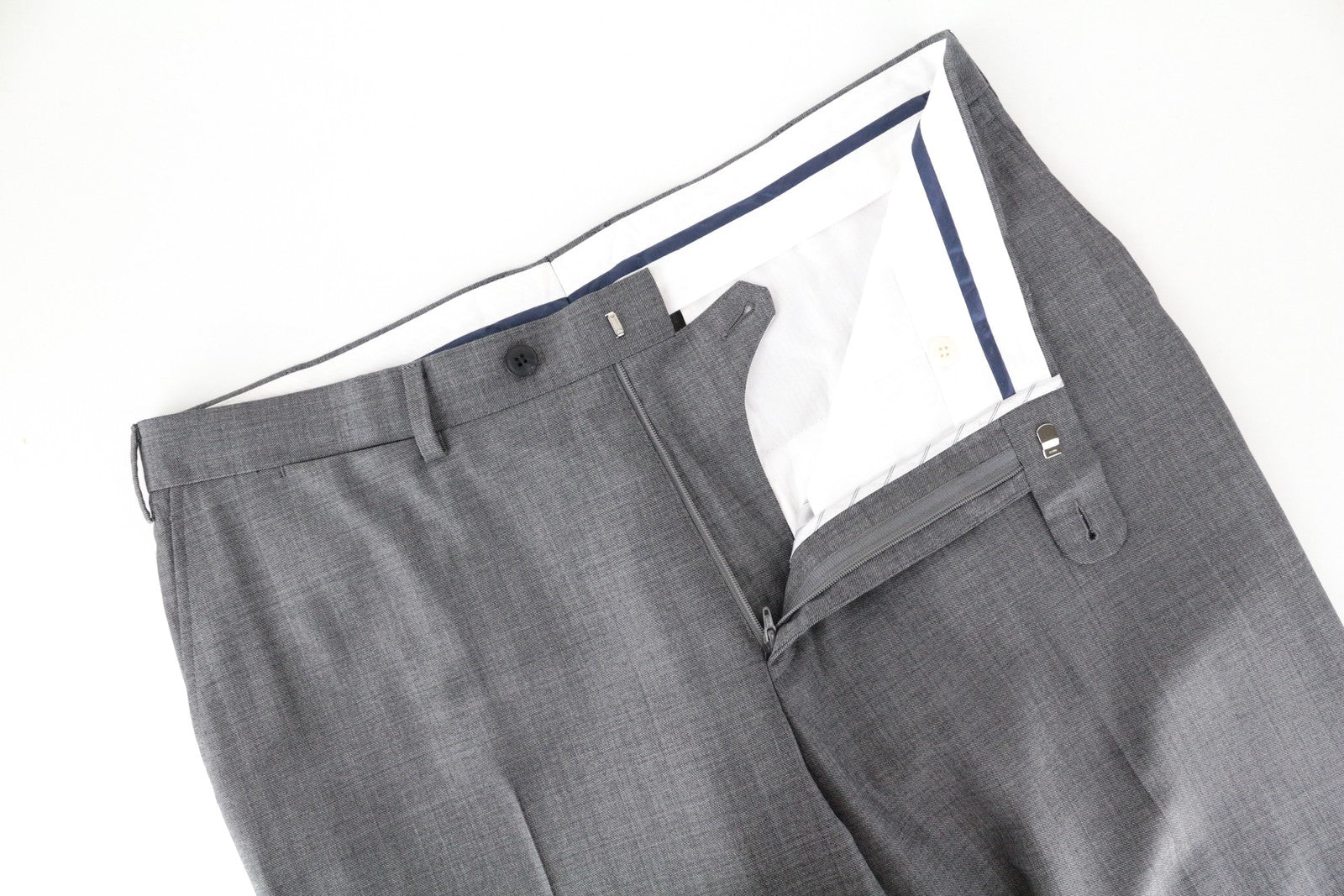 SUITSUPPLY Brescia Int Men Trousers UK44R Pure Wool Mid-Grey Melange Straight