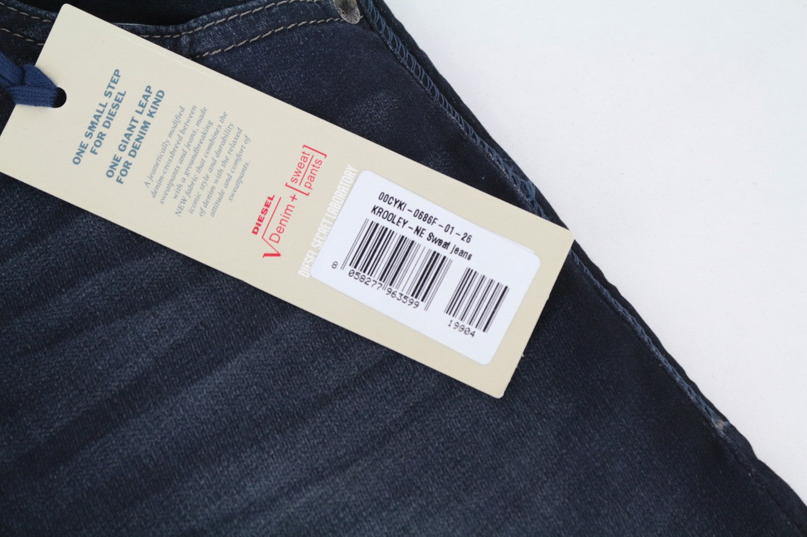 DIESEL Krooley-Ne 0686F Men Jeans W26 Taper Boys Denim Drawstring Sweat Jogg