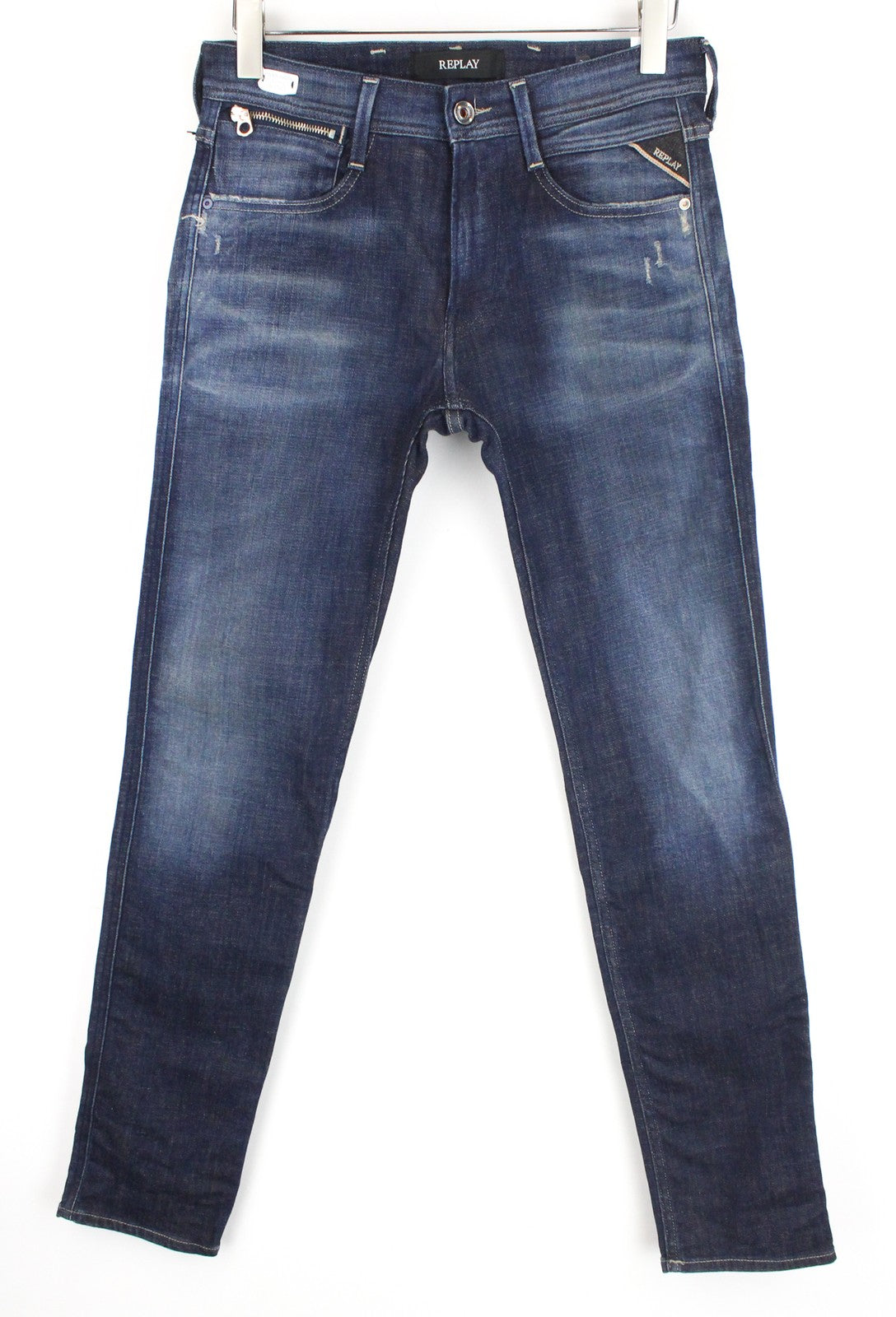 REPLAY Anbass Ice Blast Men Jeans W29/L32 Faded Out Denim Blue Stretch Slim Fit