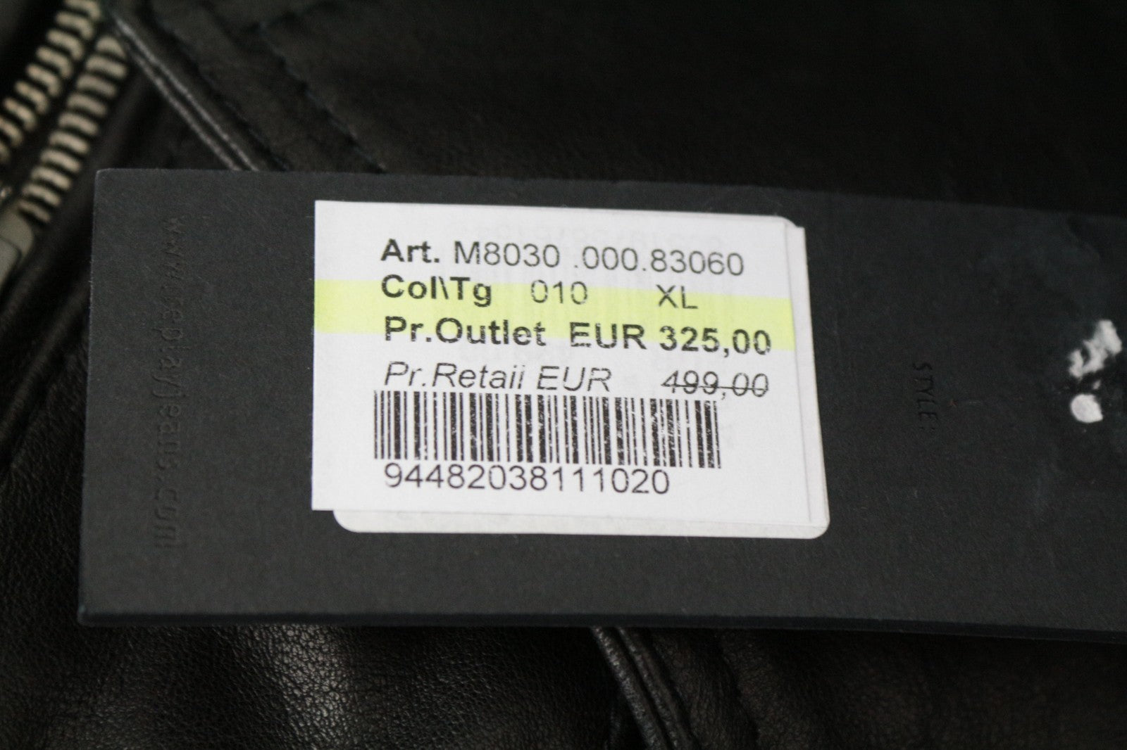 REPLAY Men Jacket XL Pure Lambskin Biker Black Lined Belted Collared RRP499