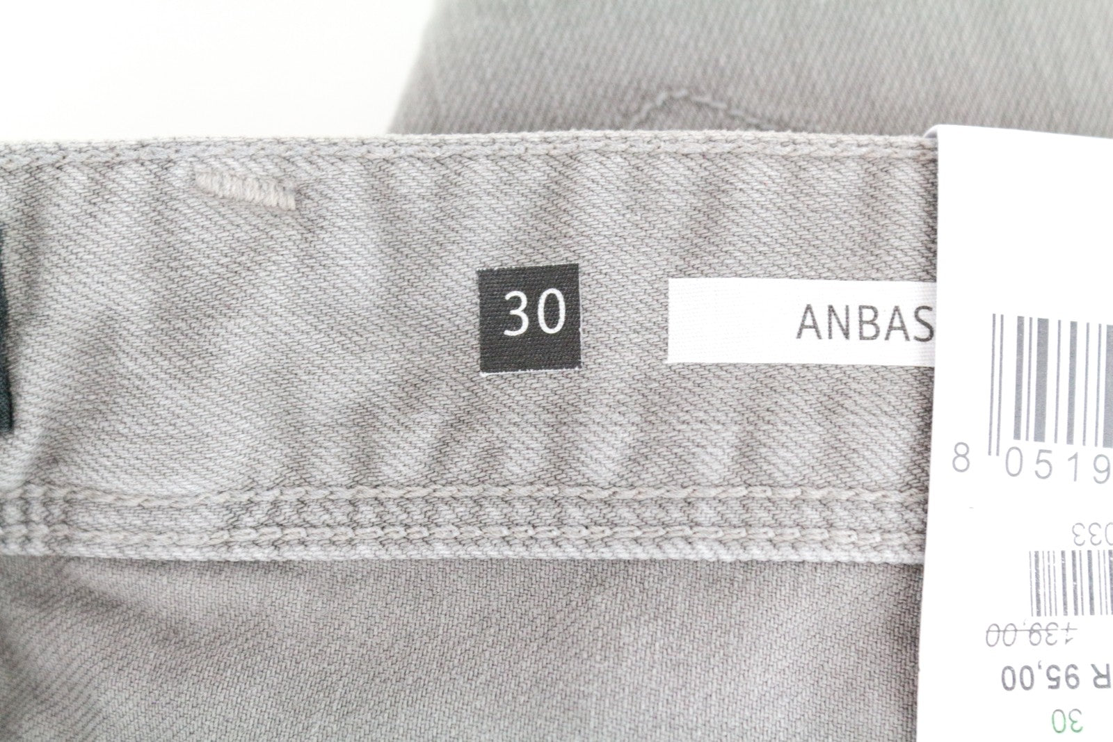 REPLAY Anbass Men Jeans W30/L34 Light Grey Zip-Fly Stretch Denim Slim Fit