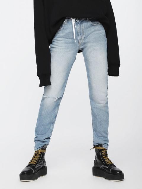 DIESEL Neekhol 0076J Women Jeans W24/L30 Straight Pure Cotton Blue Girls Washed