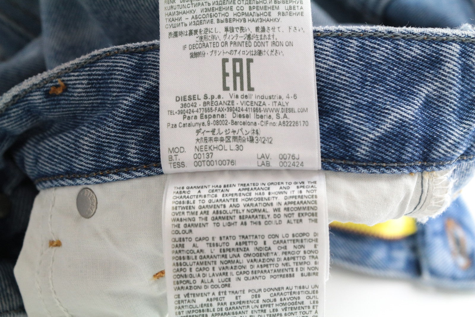 DIESEL Neekhol 0076J Women Jeans W24/L30 Straight Pure Cotton Blue Girls Washed