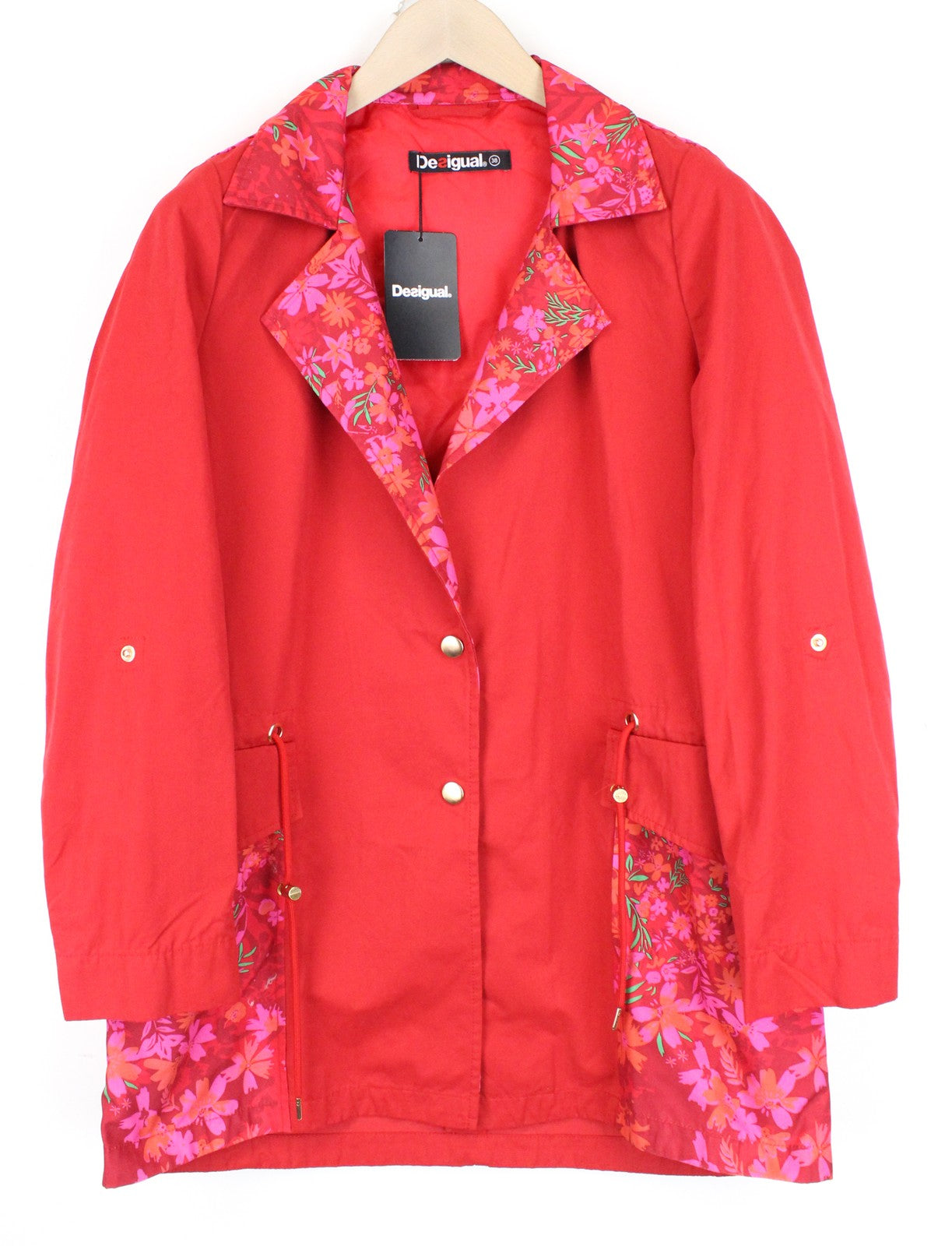 DESIGUAL Chaq Delphine Women Jacket 38 Colourful Floral Patterned Mid-Length