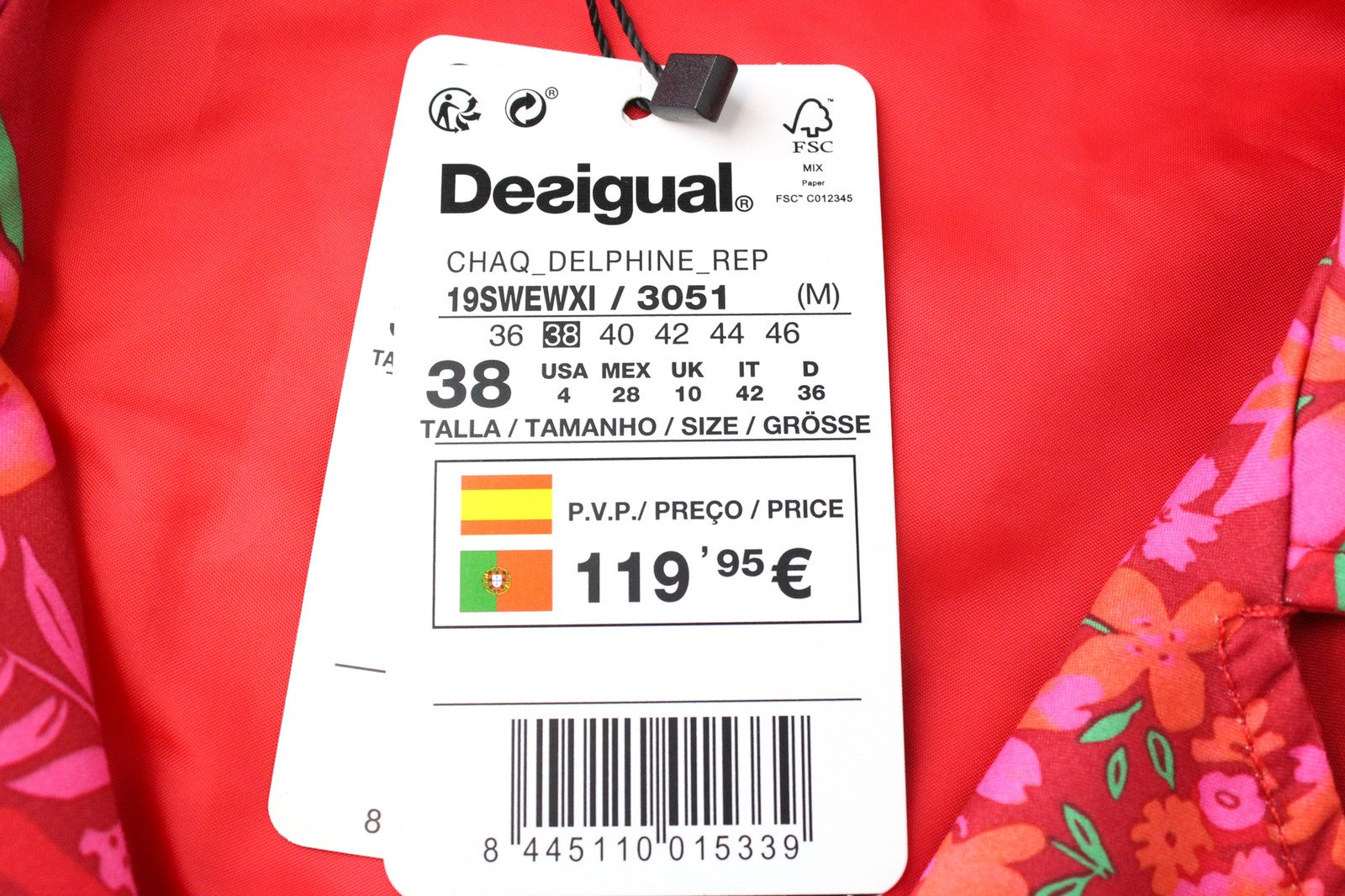 DESIGUAL Chaq Delphine Women Jacket 38 Colourful Floral Patterned Mid-Length