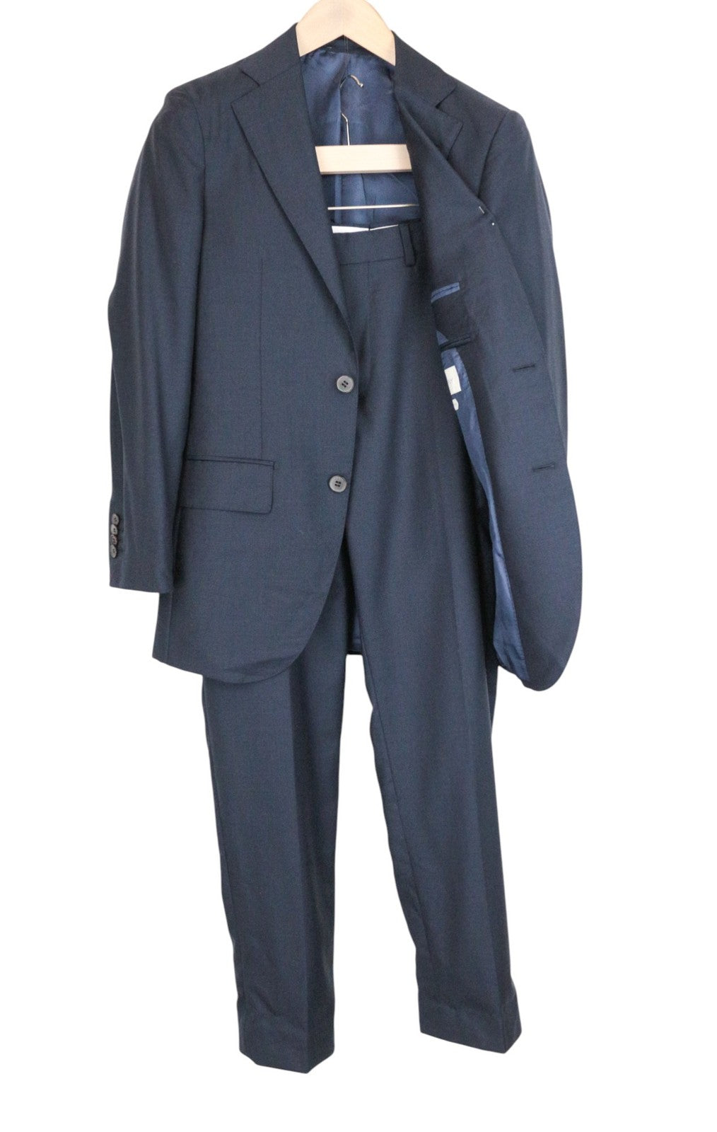 SUITSUPPLY Lazio SB Int. Men Suit UK32R Dark Blue Lined Slim Pure Wool 2 Piece