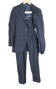 SUITSUPPLY Lazio SB Int. Men Suit UK32R Dark Blue Lined Slim Pure Wool 2 Piece