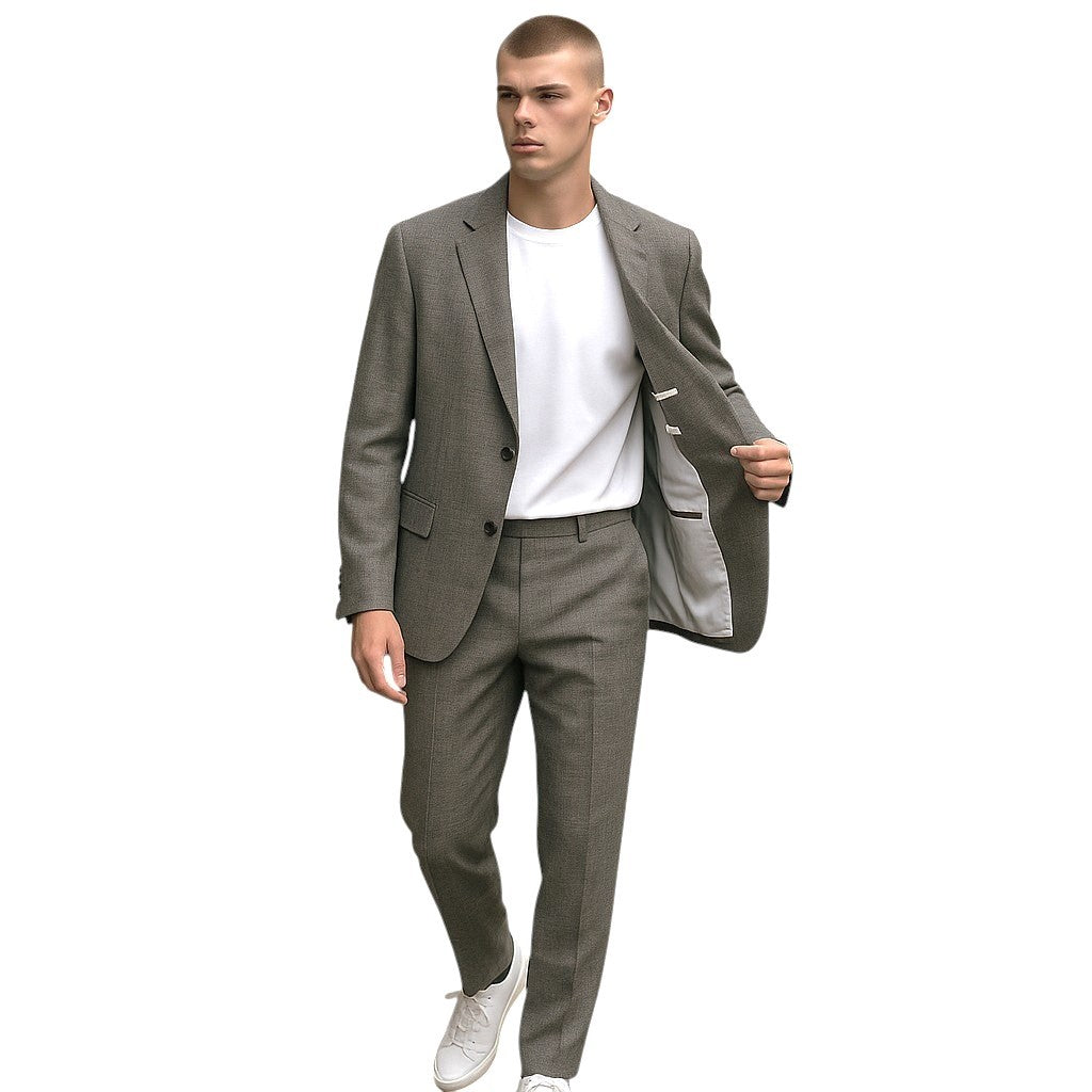 SUITSUPPLY Havana Patch Men Suit UK38R Silk Linen Wool 2 Piece Brown Lined