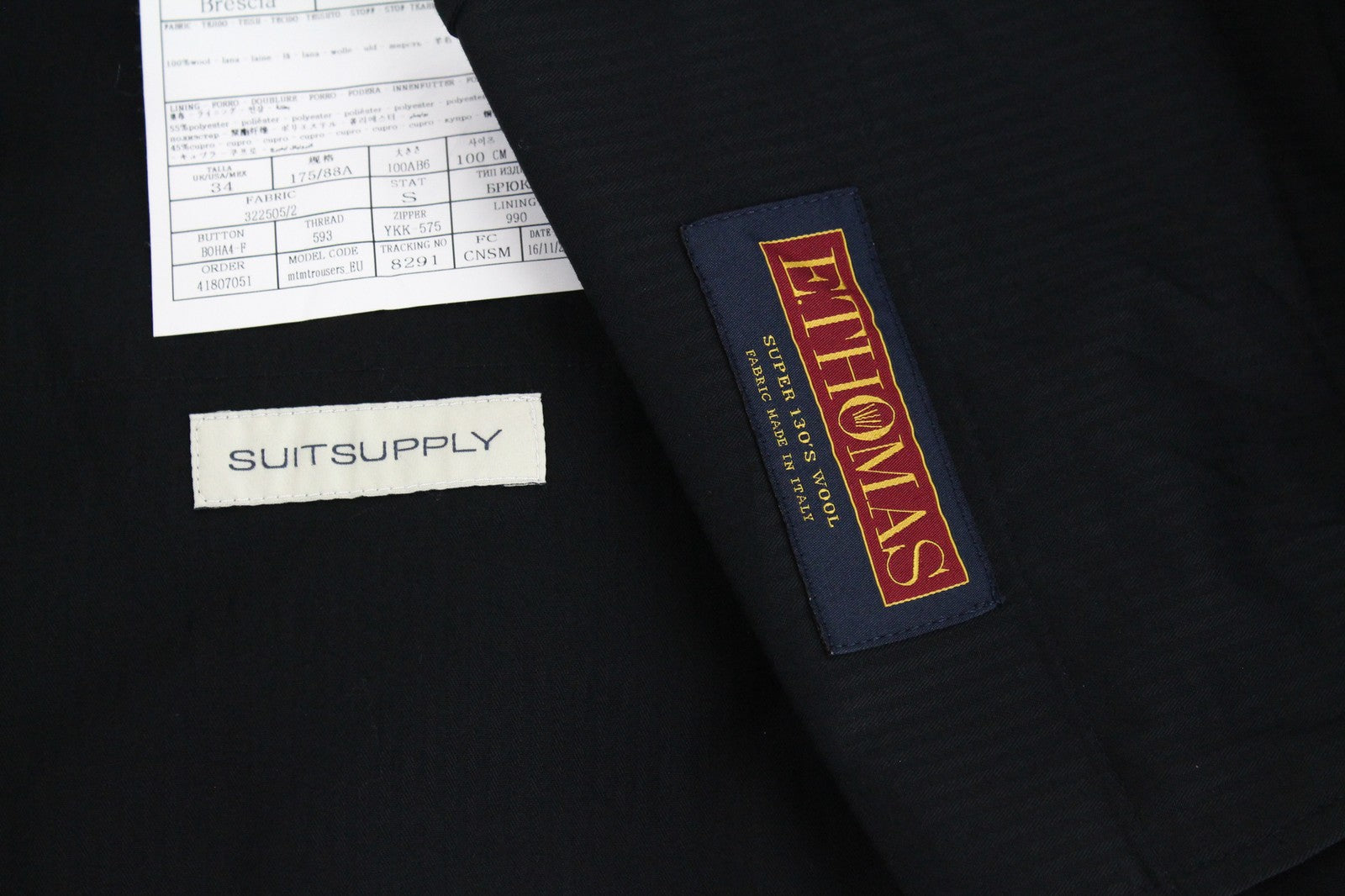 SUITSUPPLY Havana Jetted Men Suit UK38R Blue Pure Wool 2 Piece Slim Cut Lined