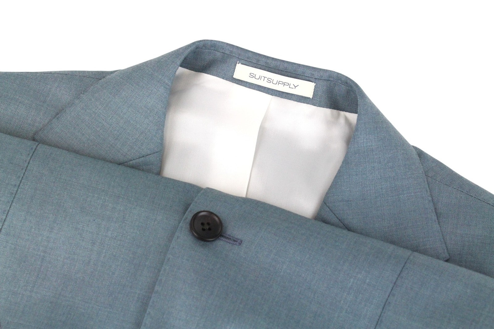 SUITSUPPLY Havana Jetted Men Suit UK38R Blue Pure Wool 2 Piece Slim Cut Lined