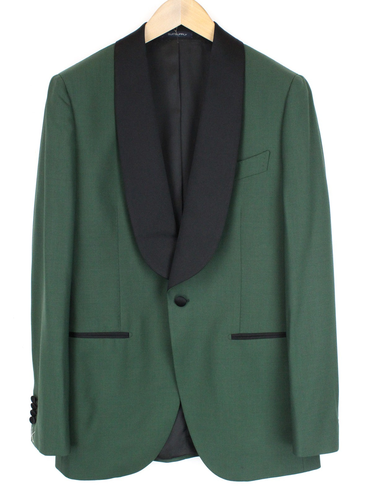 SUITSUPPLY La Spalla Men Suit UK36R Shawl Lapel Green Twill 2-Piece Woolen