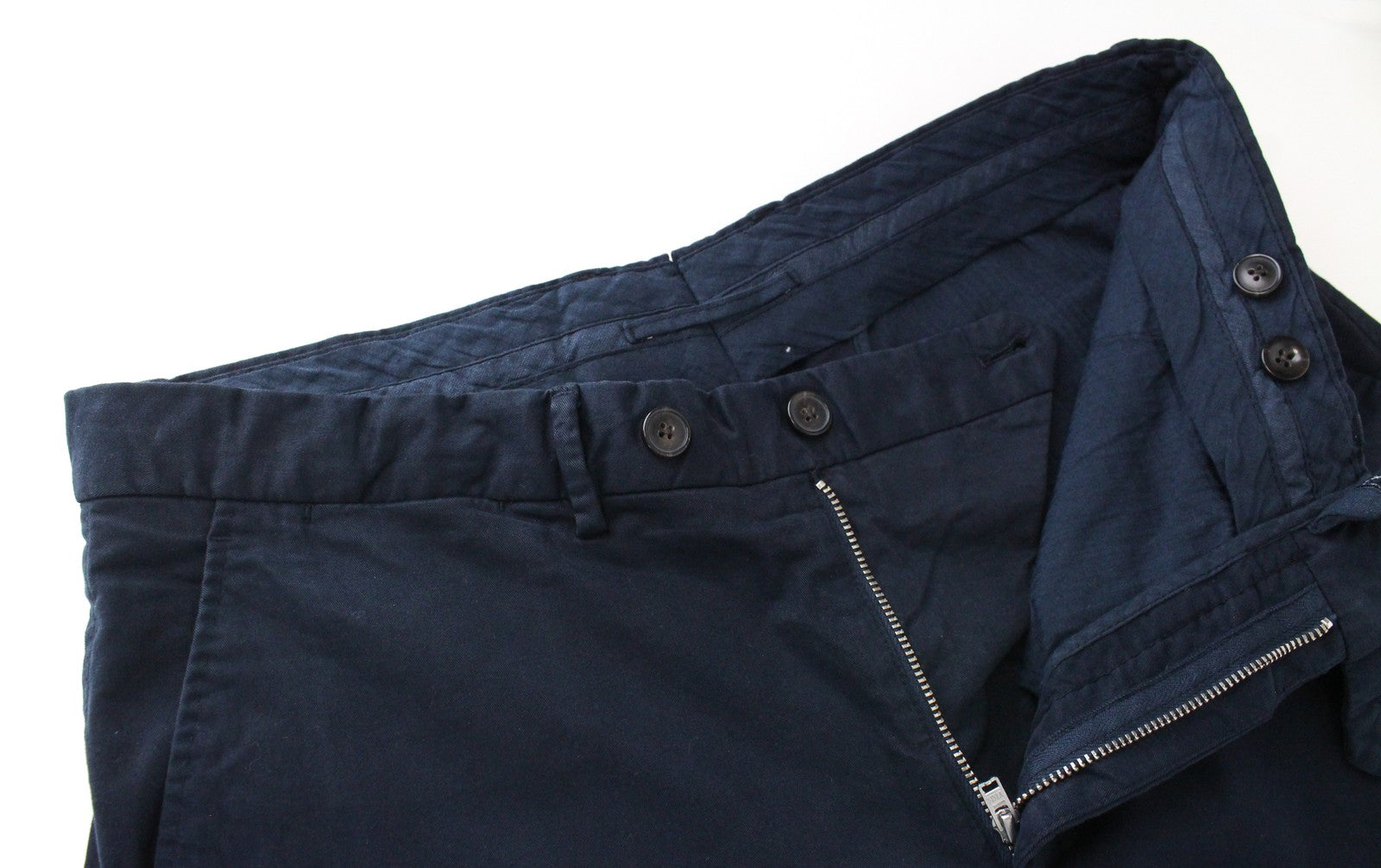 SUITSUPPLY Porto Novo Men Trousers UK32R Cotton Blend Stretch Dark Blue Lined