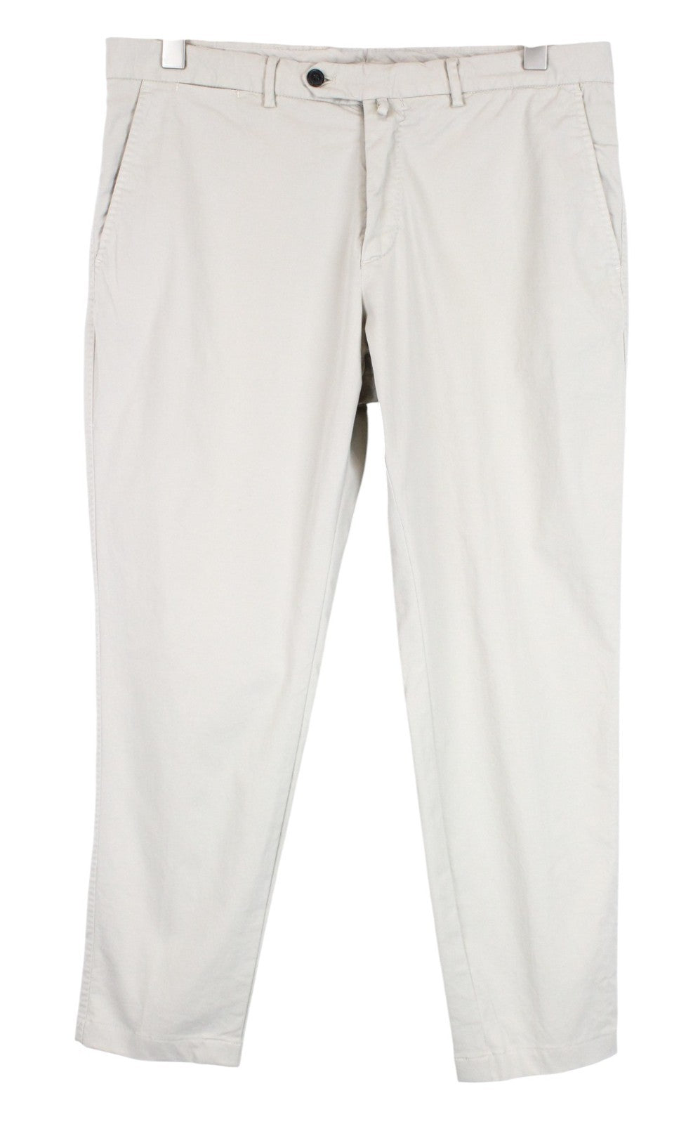 SUITSUPPLY Men Trousers Zip-Fly Beige Cotton Stretch Classic Formal