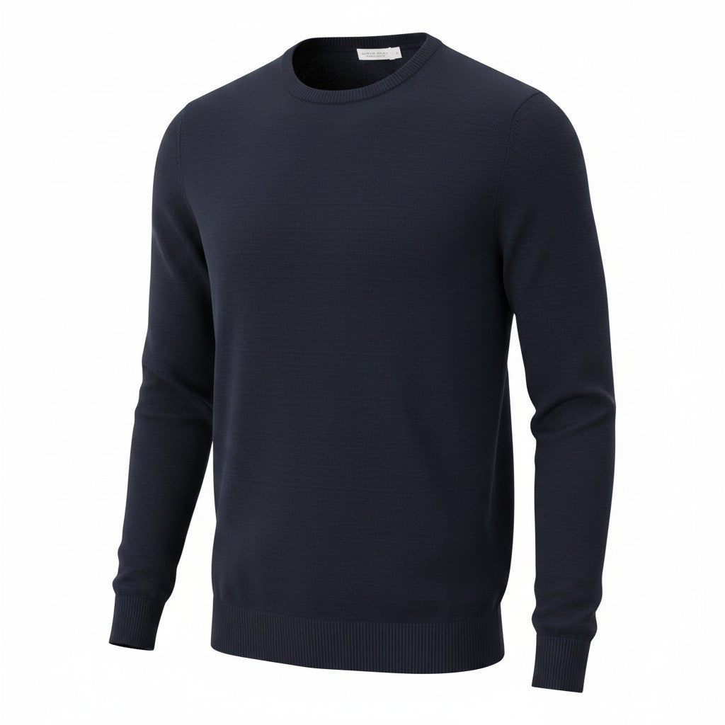 SUITSUPPLY Men Sweatshirt S Merino Wool Crew Neckline Tight-Knit Navy Sweater