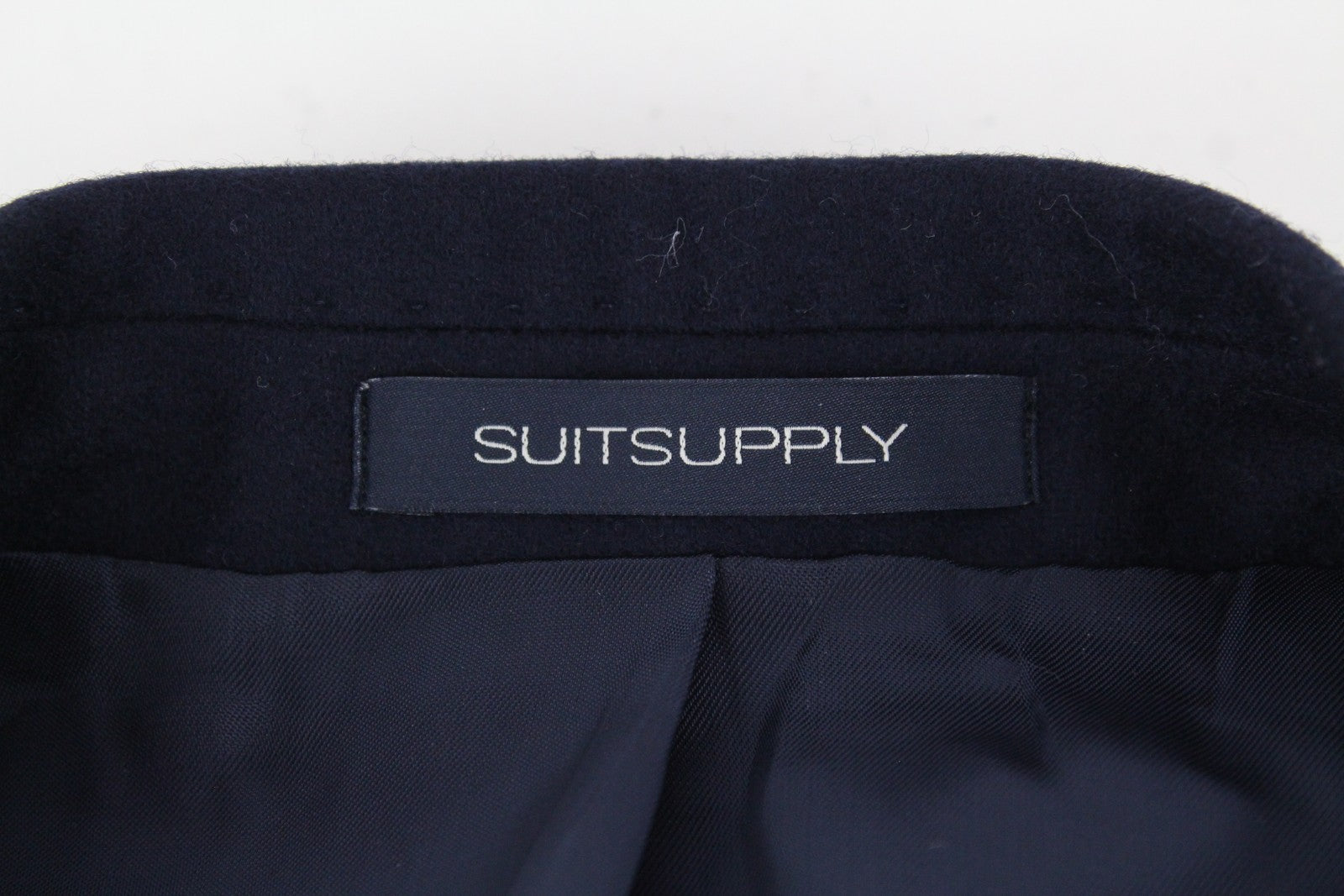 SUITSUPPLY Vicenza Men Coat UK44S Mid-Length Lined Flannel Pure Wool Navy