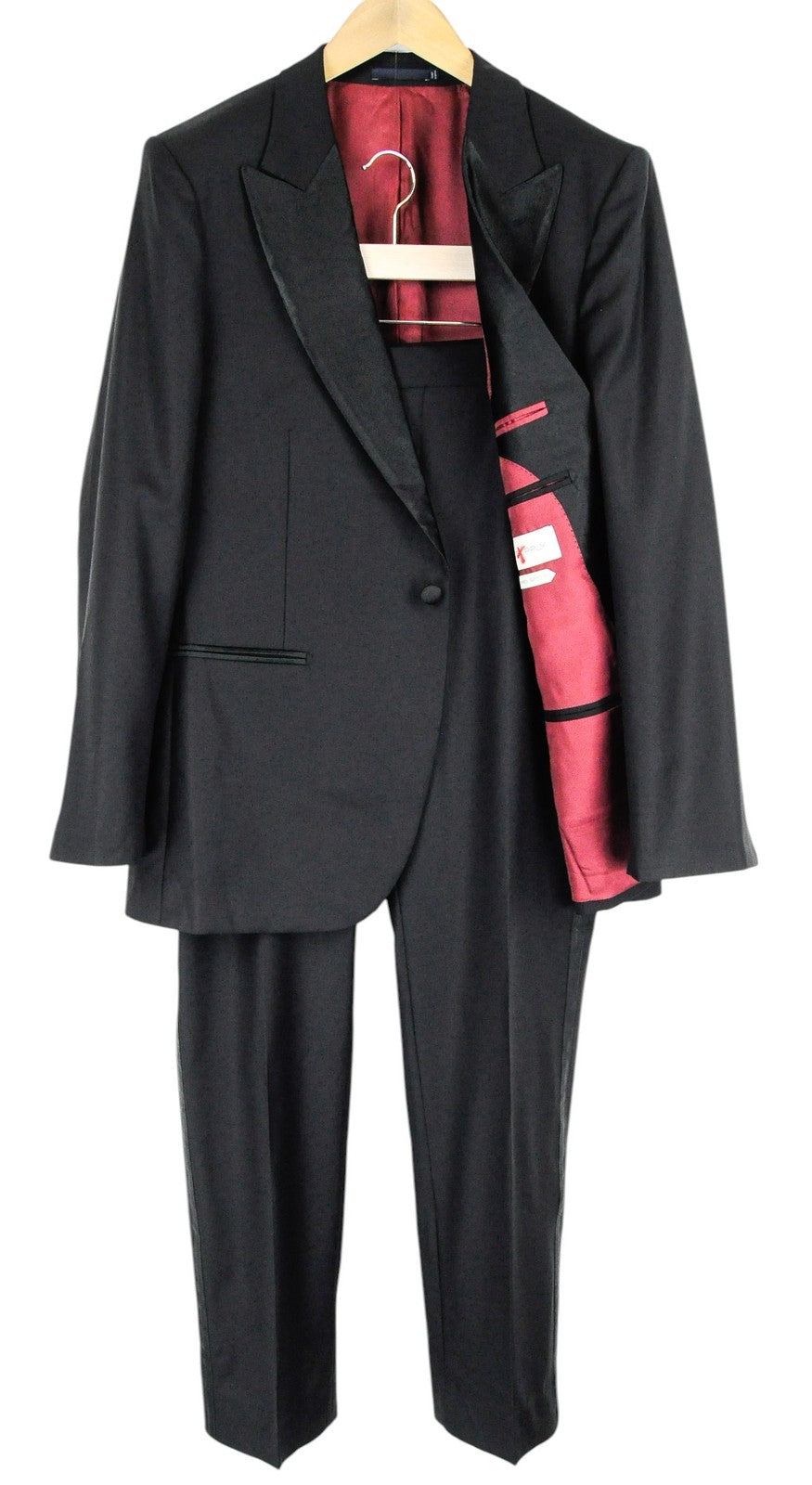 SUITSUPPLY Lazio Tux Men Suit UK44S Black Slim Pure Wool Super 110's 2 Piece