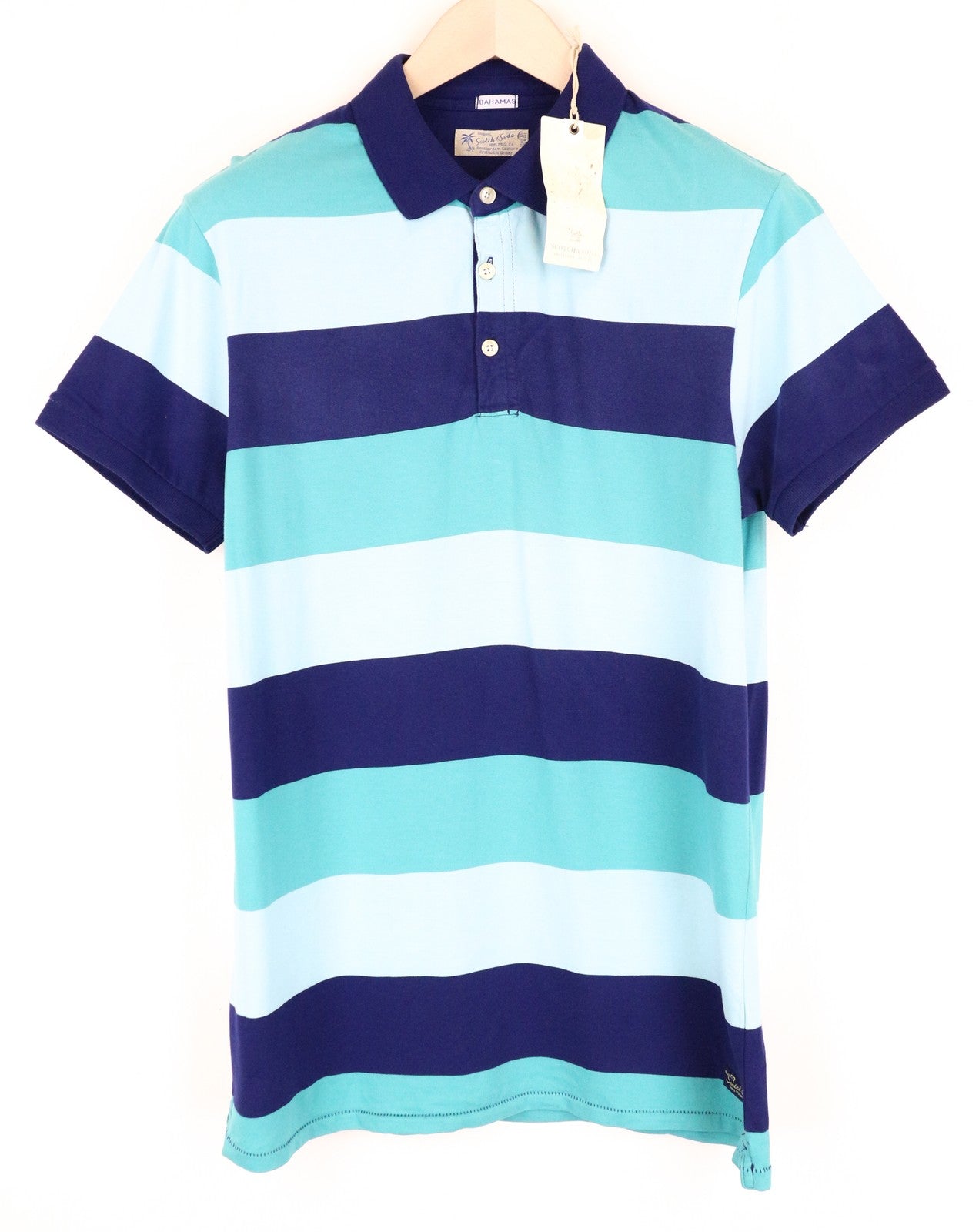 SCOTCH & SODA Bahamas Men T-Shirt L Striped Colour Block Polo Styled Cotton