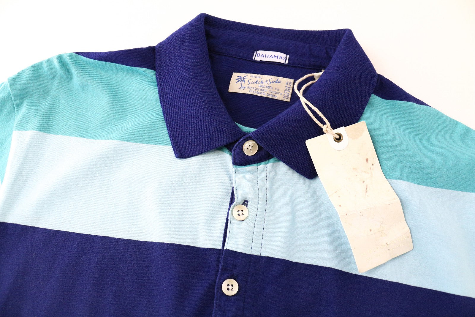 SCOTCH & SODA Bahamas Men T-Shirt L Striped Colour Block Polo Styled Cotton