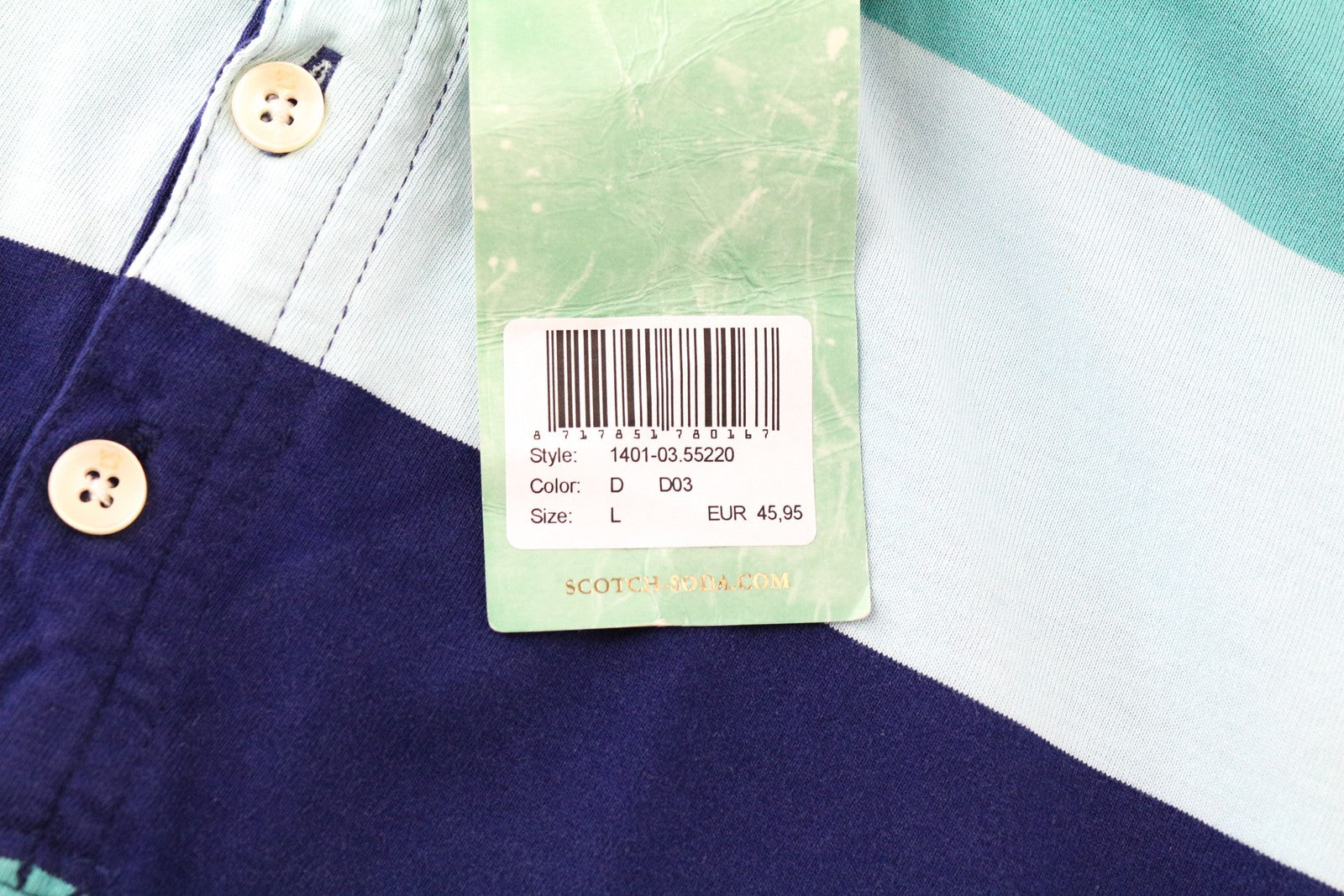 SCOTCH & SODA Bahamas Men T-Shirt L Striped Colour Block Polo Styled Cotton