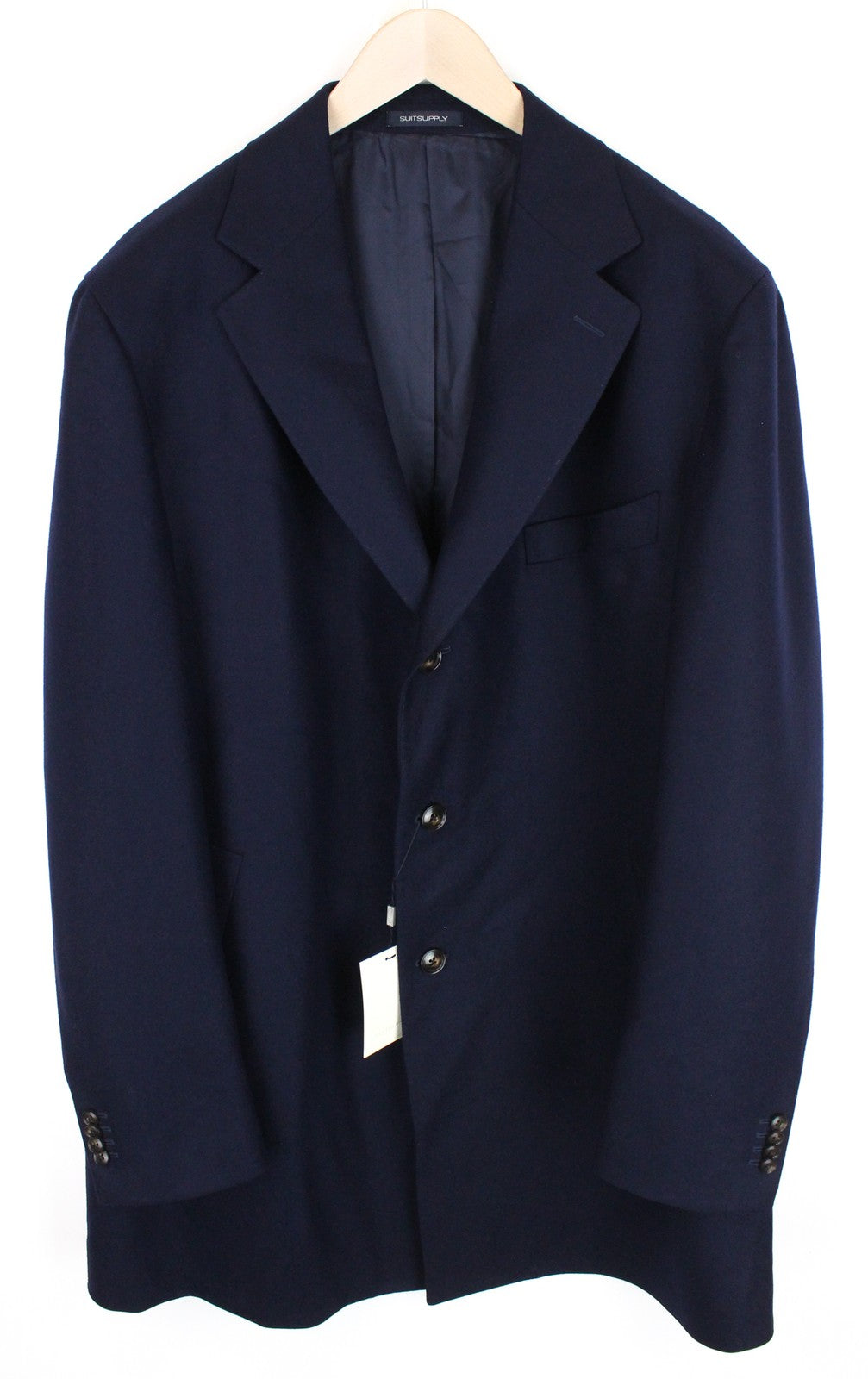 SUITSUPPLY Vicenza Men Coat UK52R Pure Wool Mid-Length Lined Flannel Dark Blue