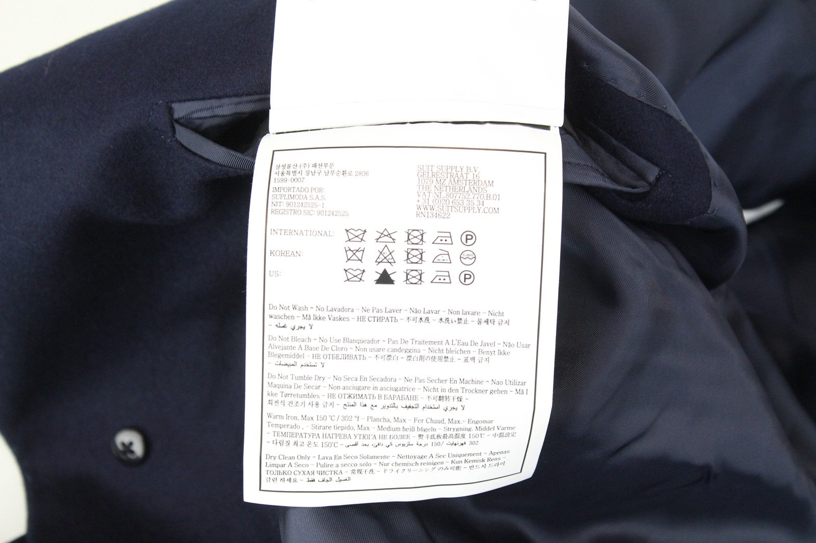 SUITSUPPLY Vicenza Men Coat UK52R Pure Wool Mid-Length Lined Flannel Dark Blue