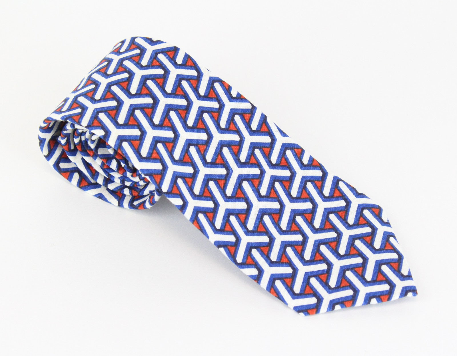 SUITSUPPLY Men Tie 148 x 8 cm Pointed-End Abstract Linen Cotton Blend Colourful
