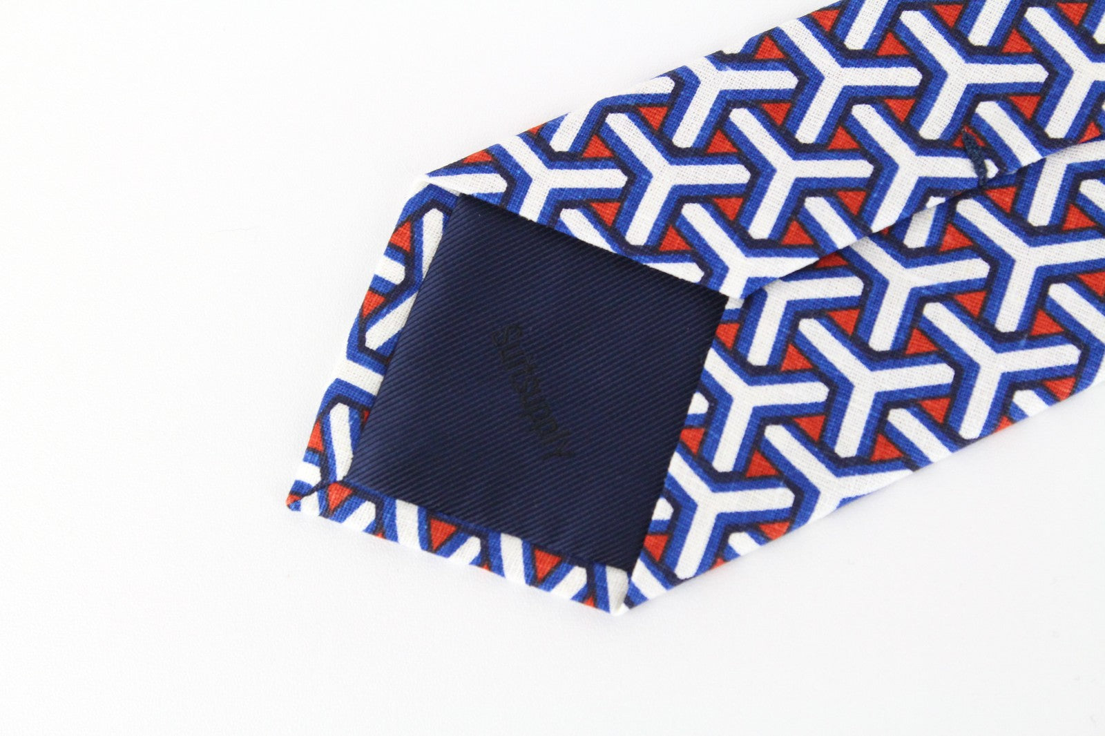 SUITSUPPLY Men Tie 148 x 8 cm Pointed-End Abstract Linen Cotton Blend Colourful