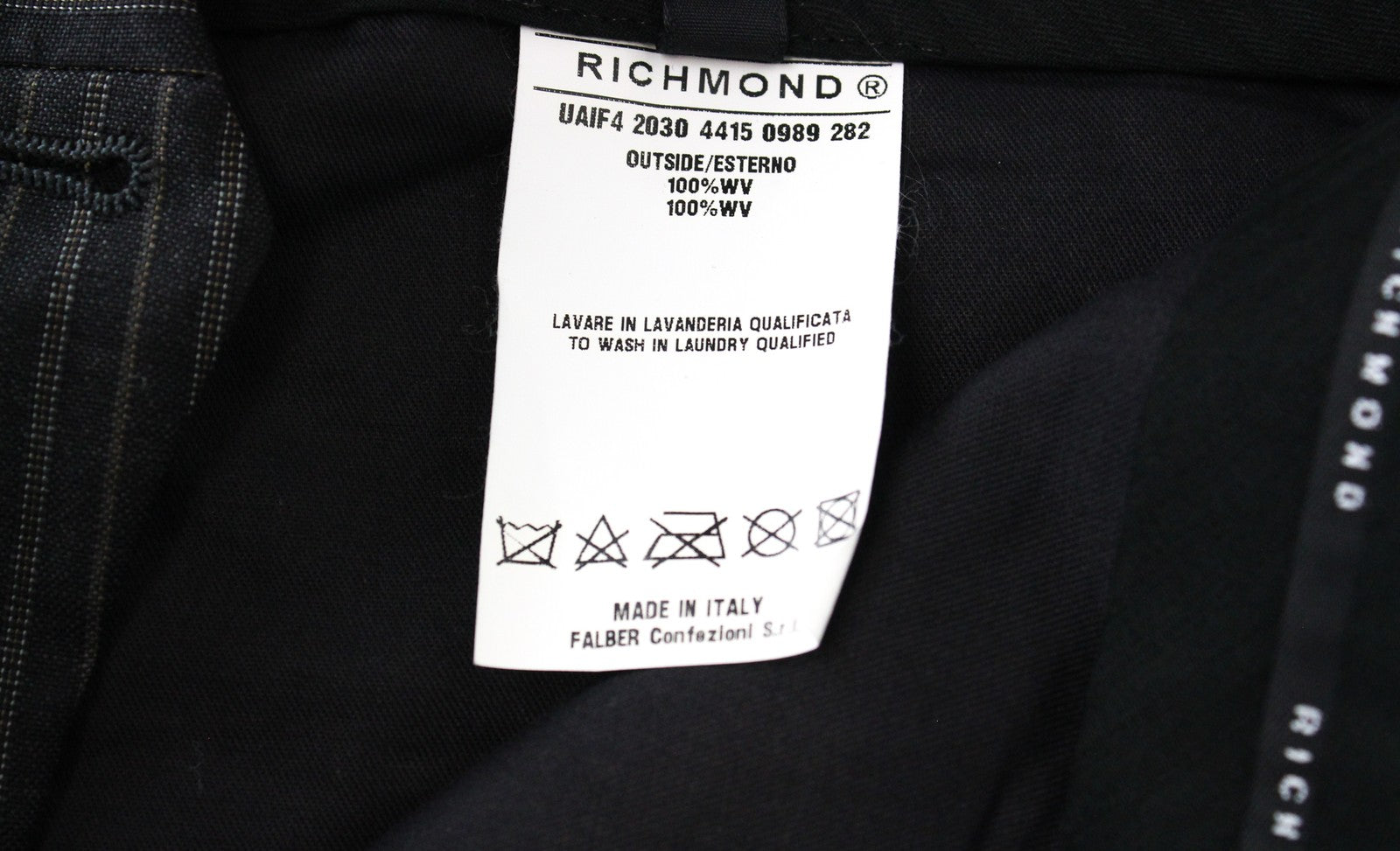 RICHMOND Men Trousers 48 Pure Wool Grey Striped Pattern Classic Formal